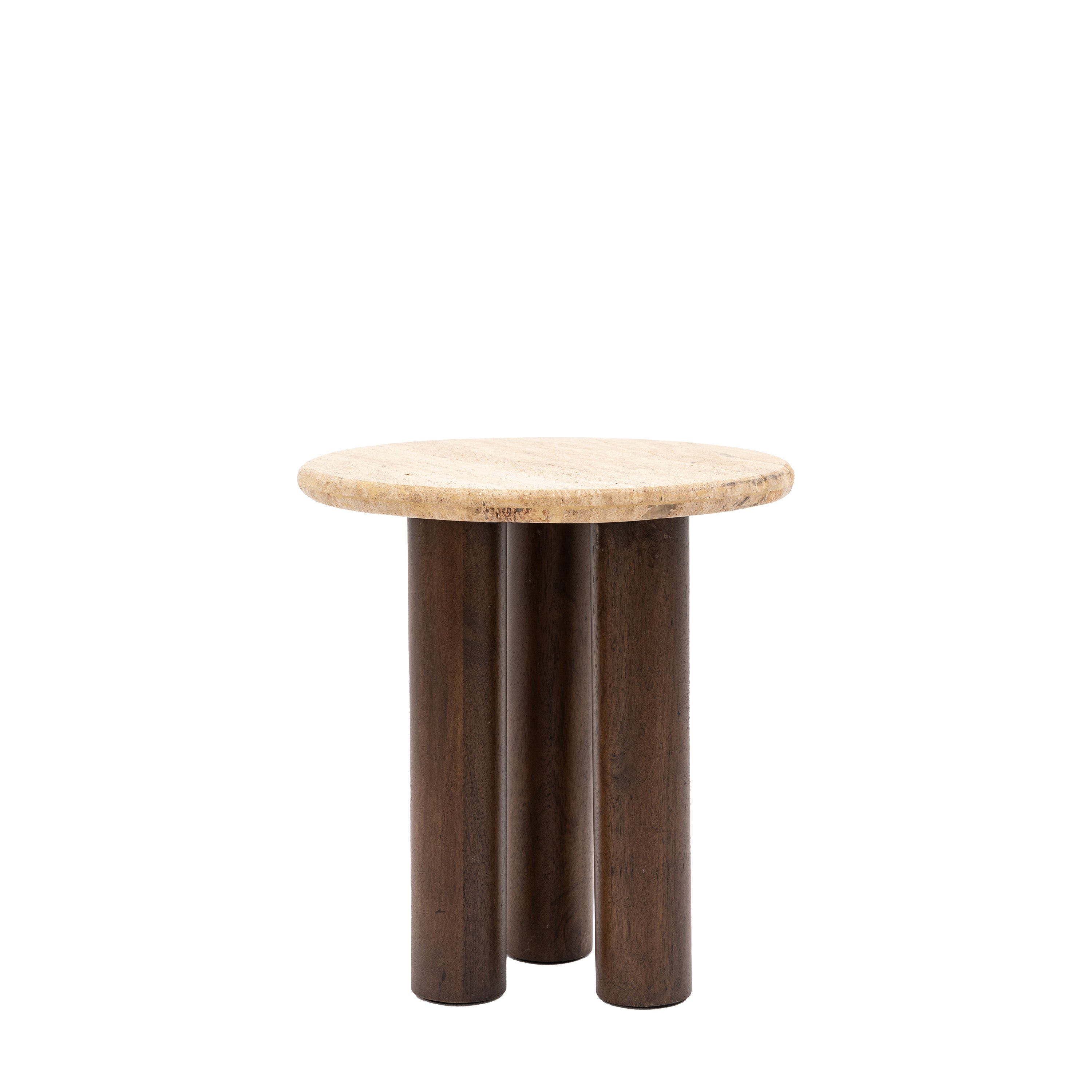 Trevi Side Table - Travertine / Mango Wood | Migo Interiors