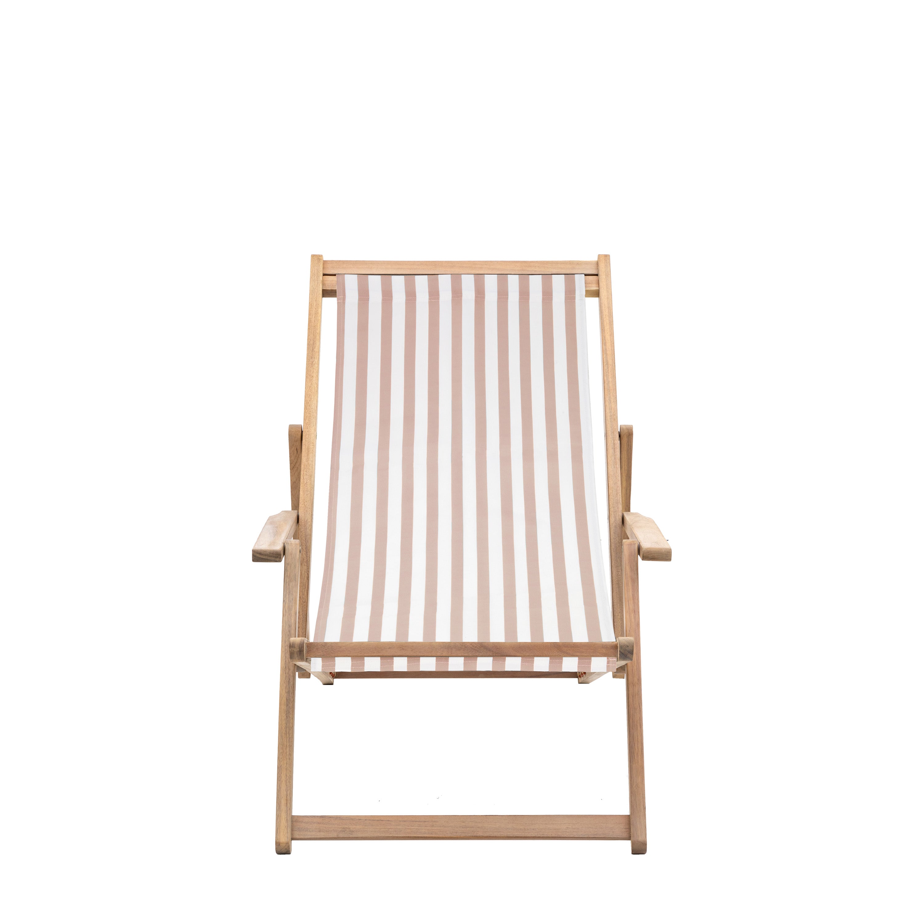 Creta Deck Chair Clay Stripe - Acacia / Polyester Fabric | Migo Interiors