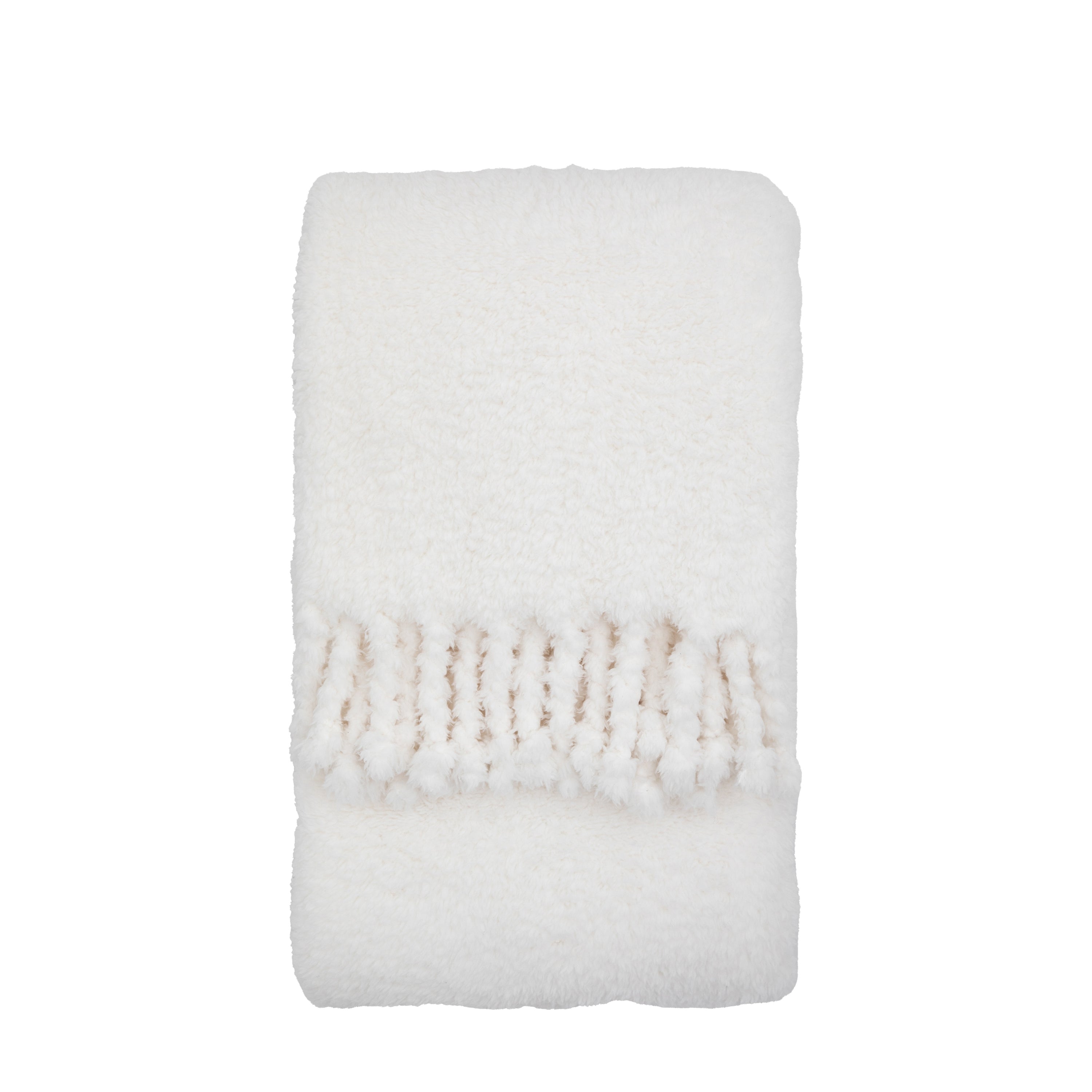 Plain Fringe Teddy Throw Natural - Polyester | Migo Interiors