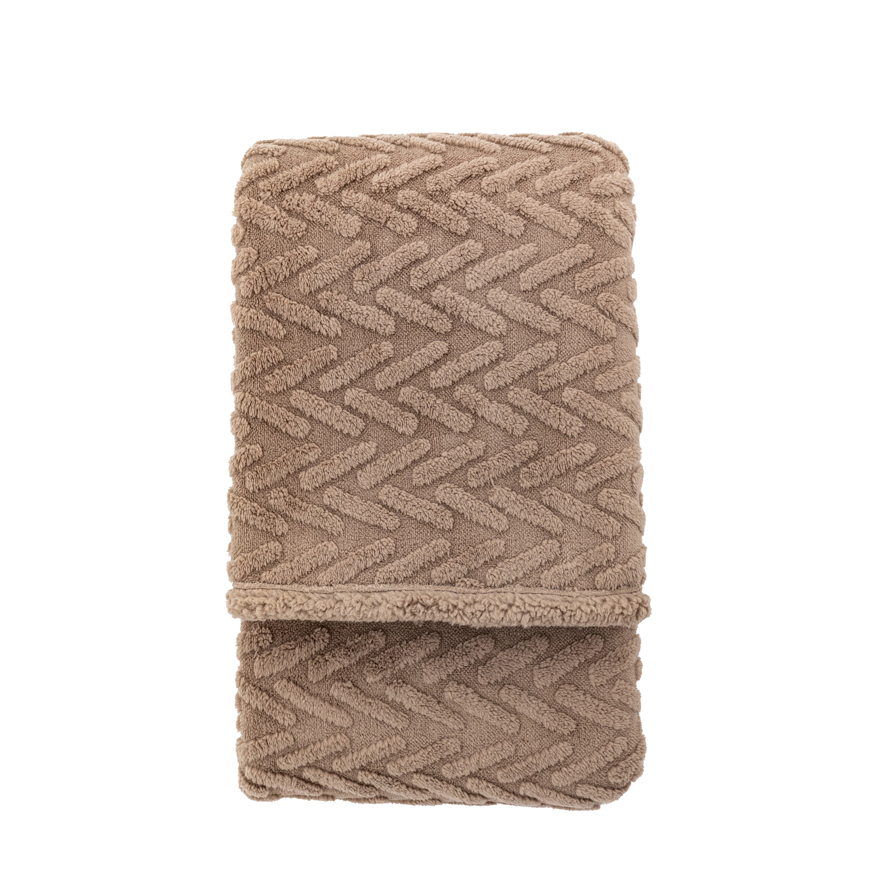 Herringbone Sherpa Throw Taupe - Polyester | Migo Interiors