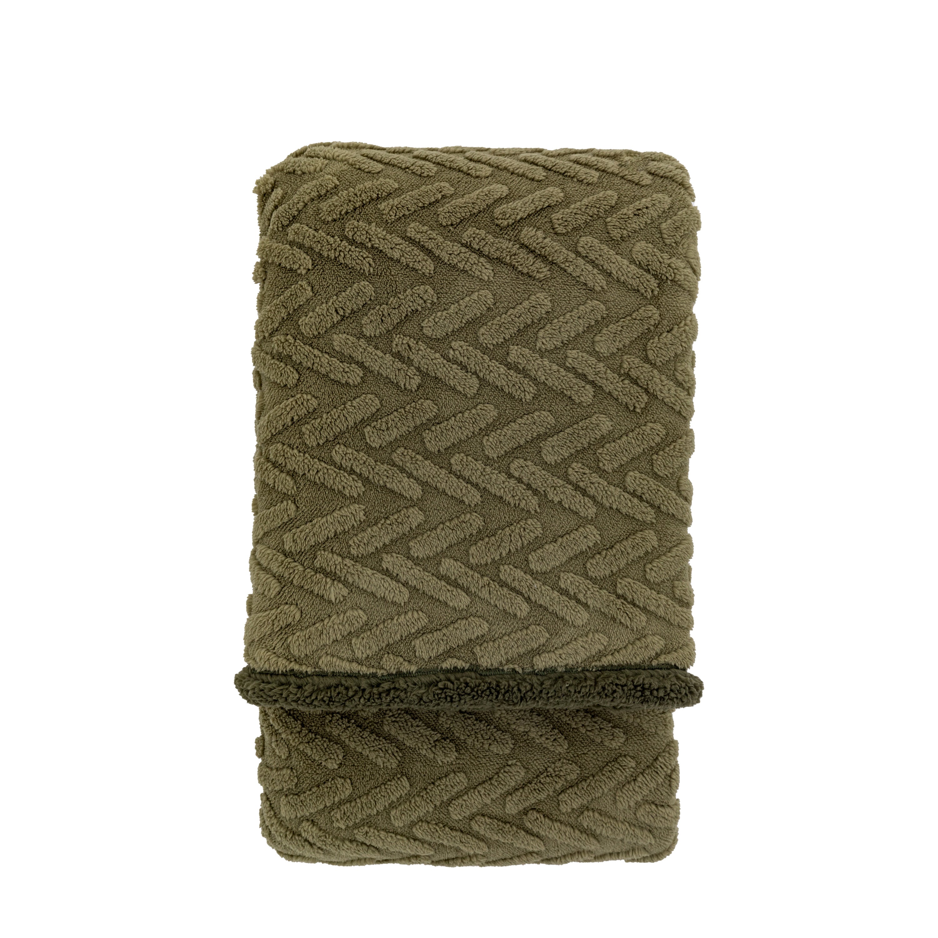 Herringbone Sherpa Throw Sage - Polyester | Migo Interiors