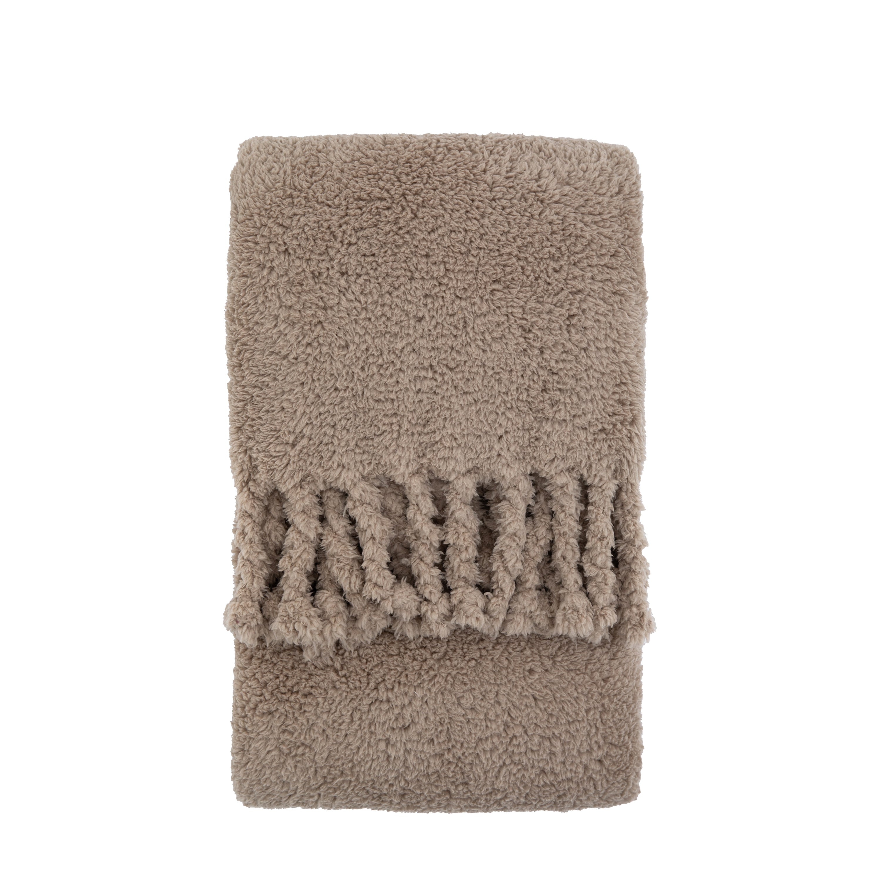 Fringed Teddy Throw Taupe - Polyester | Migo Interiors