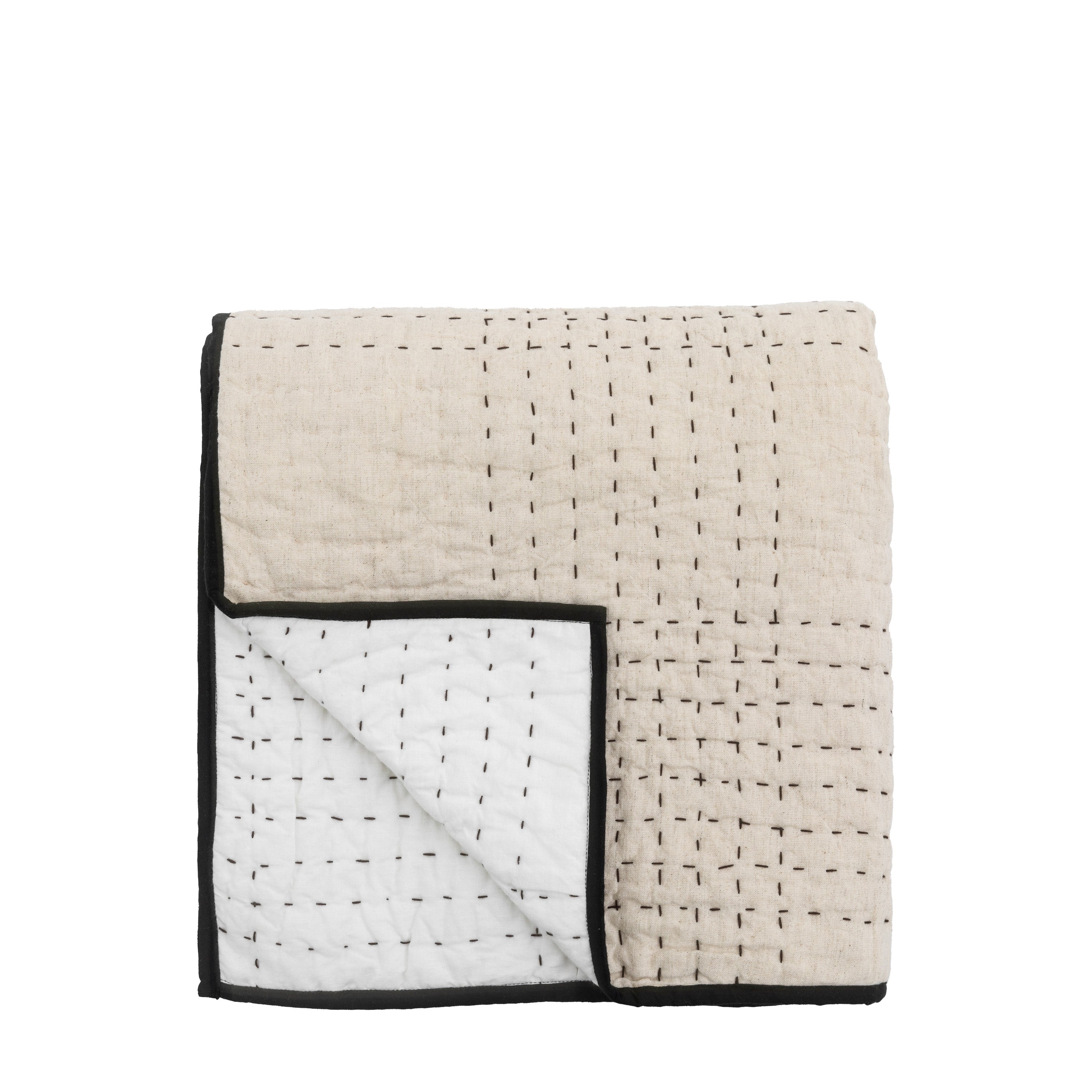 Matrix Bedspread Beige - Front: Cotton / Linen /
Back: Cotton | Migo Interiors