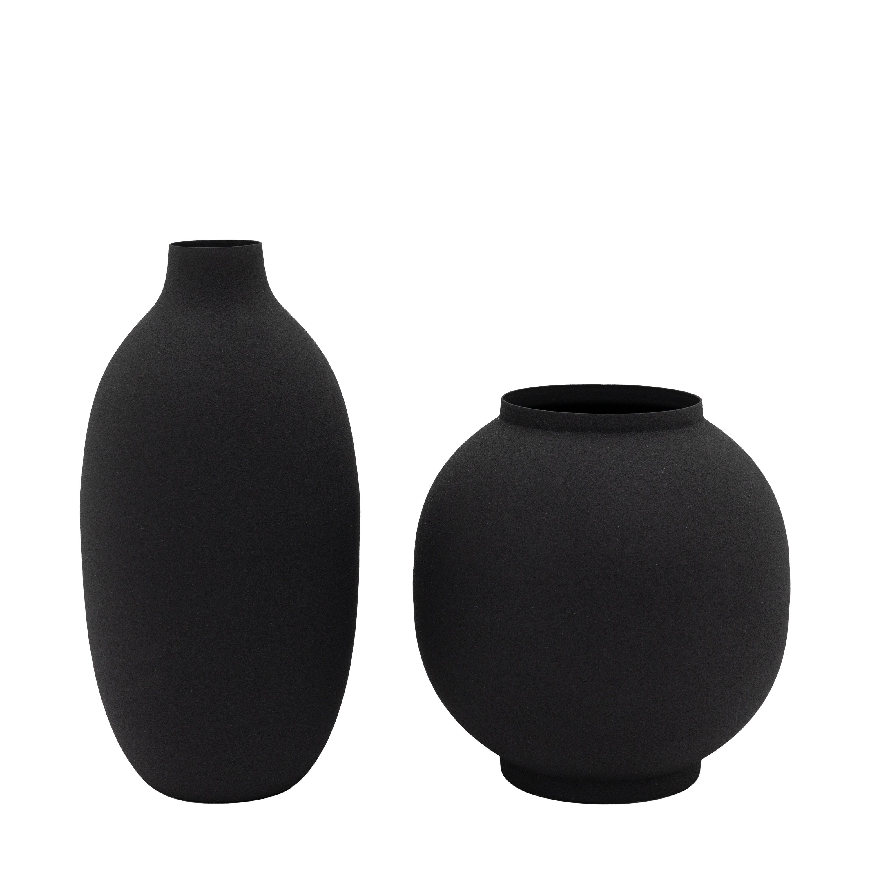 Zia Vase Black Set of 2 - Iron | Migo Interiors