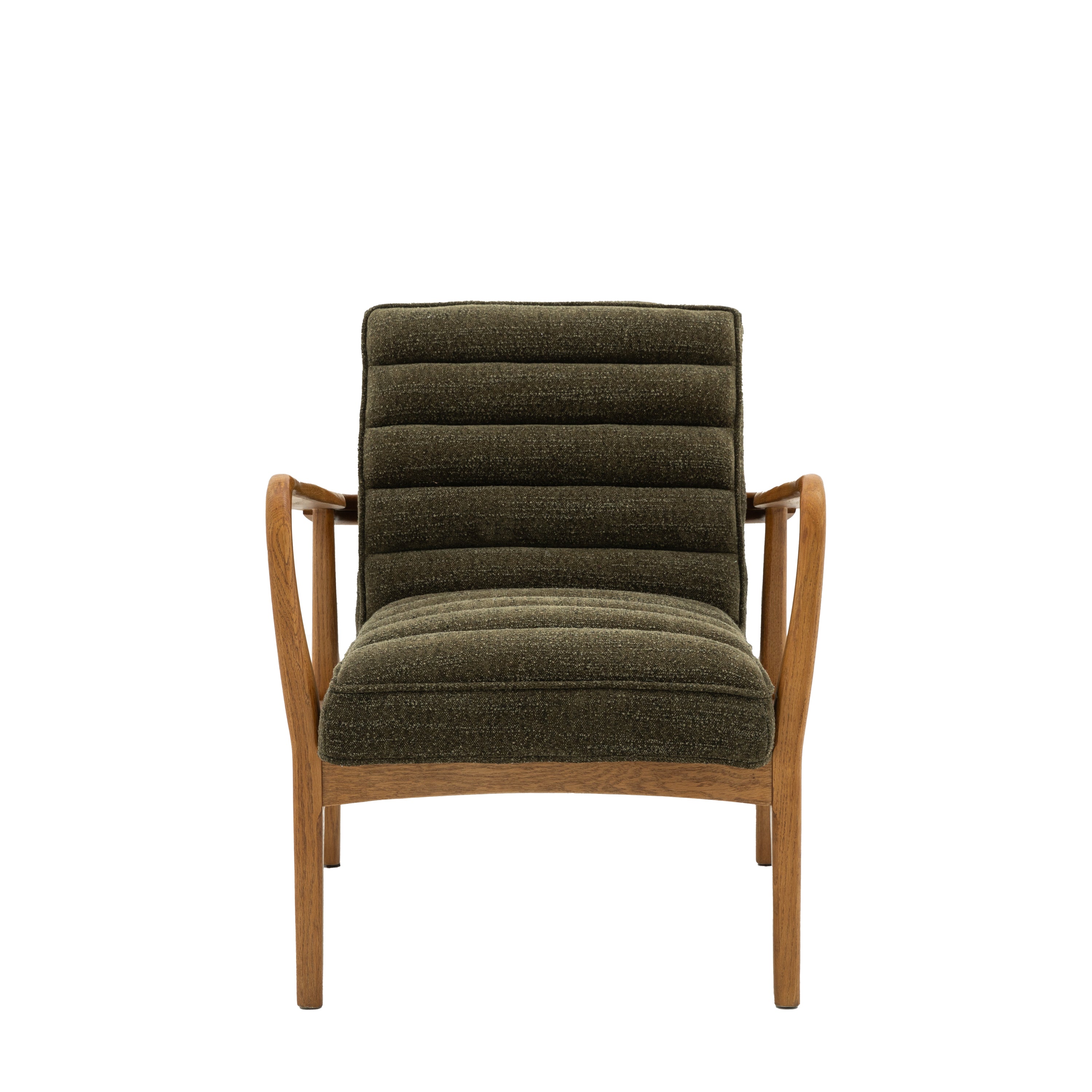 Datsun Armchair Green Boucle - Oak / Polyester / Foam / Polyester Fiber | Migo Interiors
