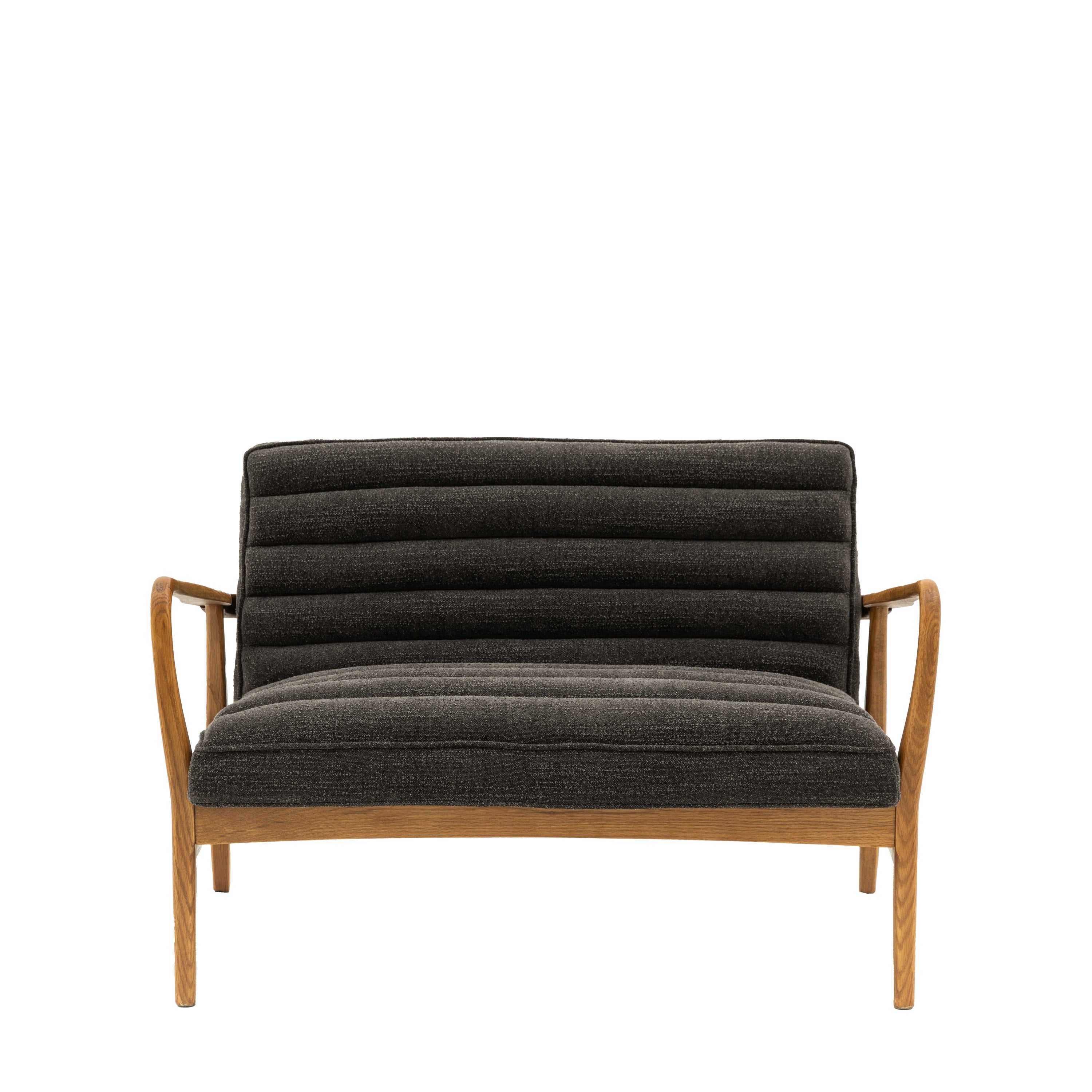 Datsun 2 Seater Charcoal Boucle - Oak / Polyester / Foam / Polyester Fiber | Migo Interiors