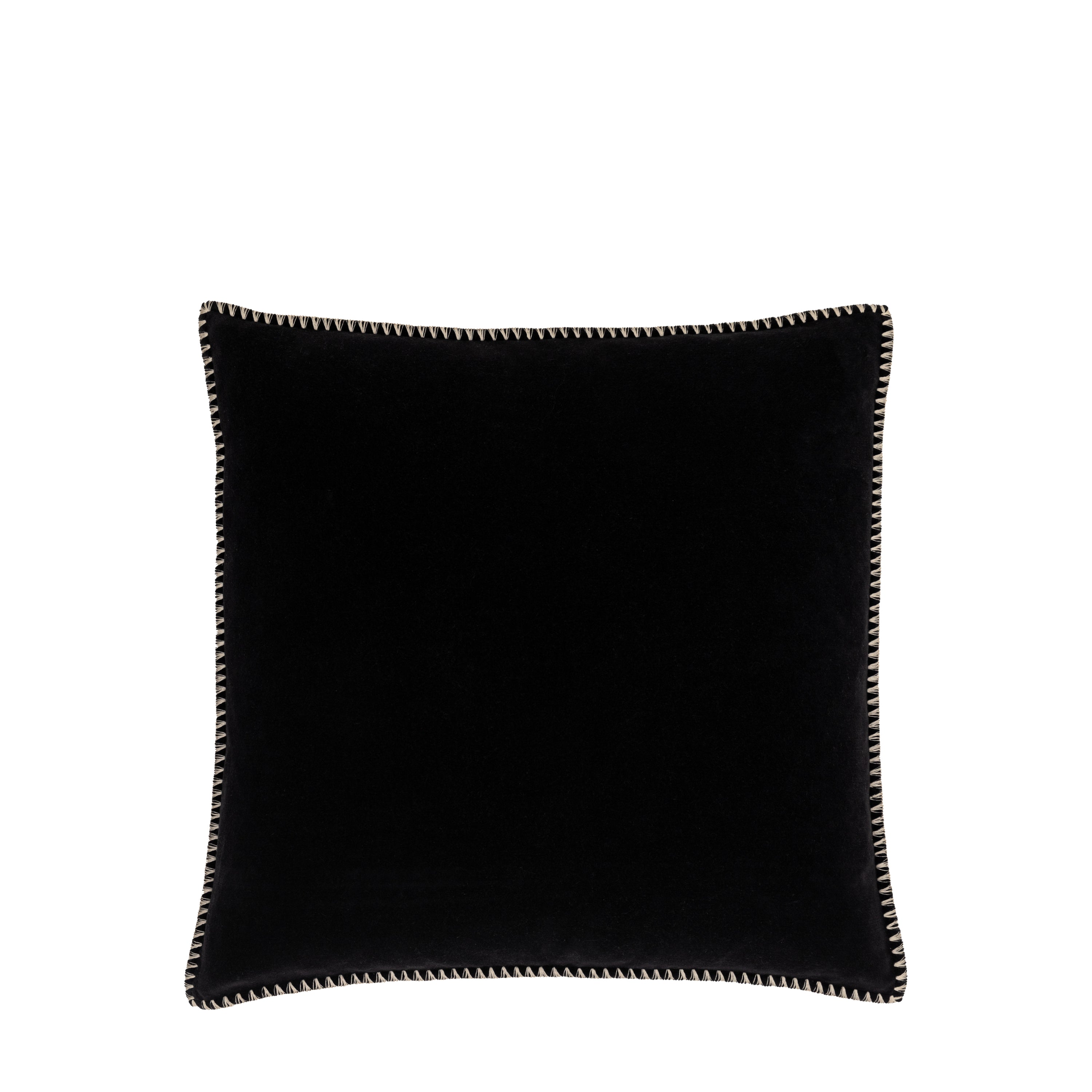 Nico Velvet Cushion Black - Front: Cotton / Back: Cotton / Linen | Migo Interiors