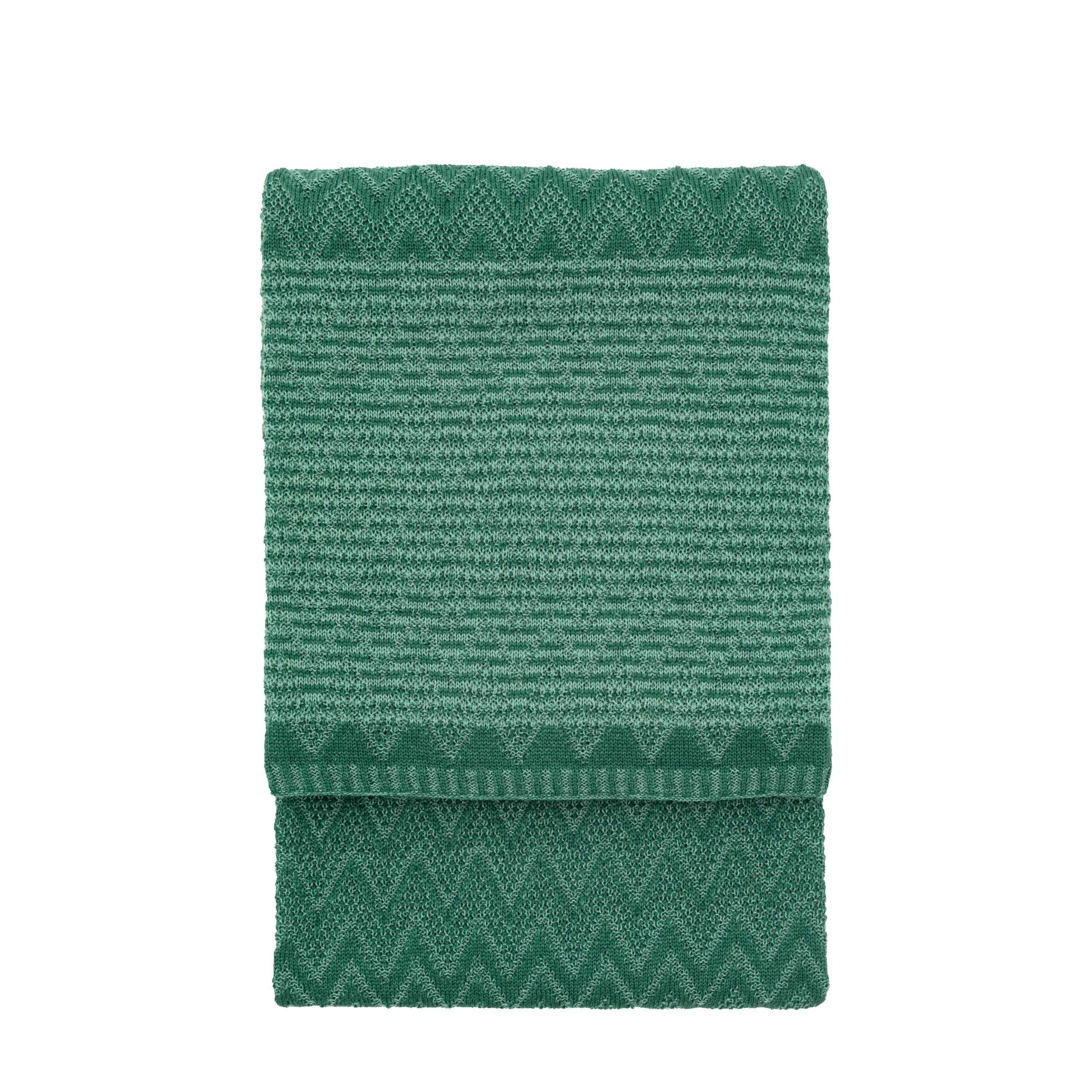 Nalu Knitted Herringbone Throw Green