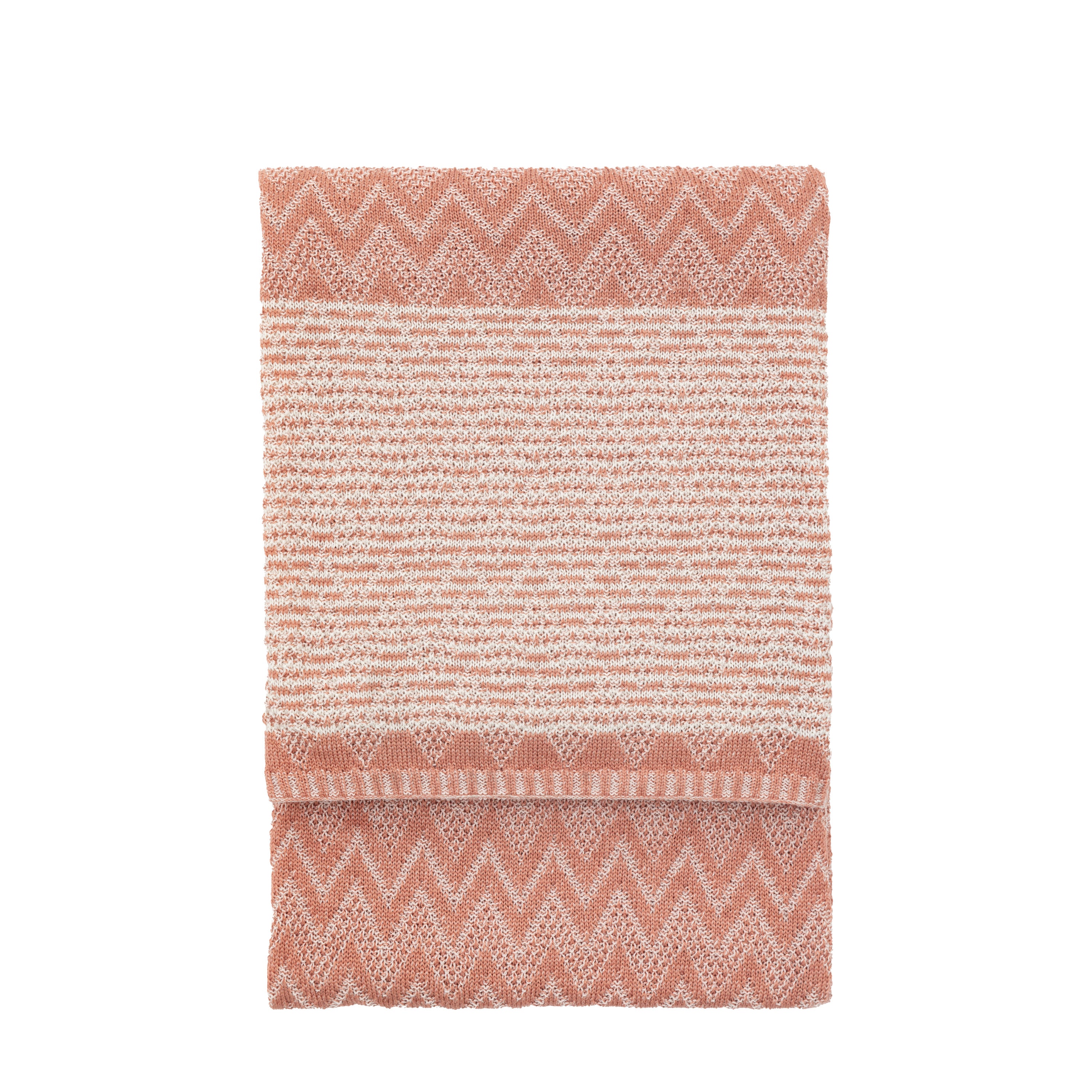 Nalu Knitted Herringbone Throw Apricot