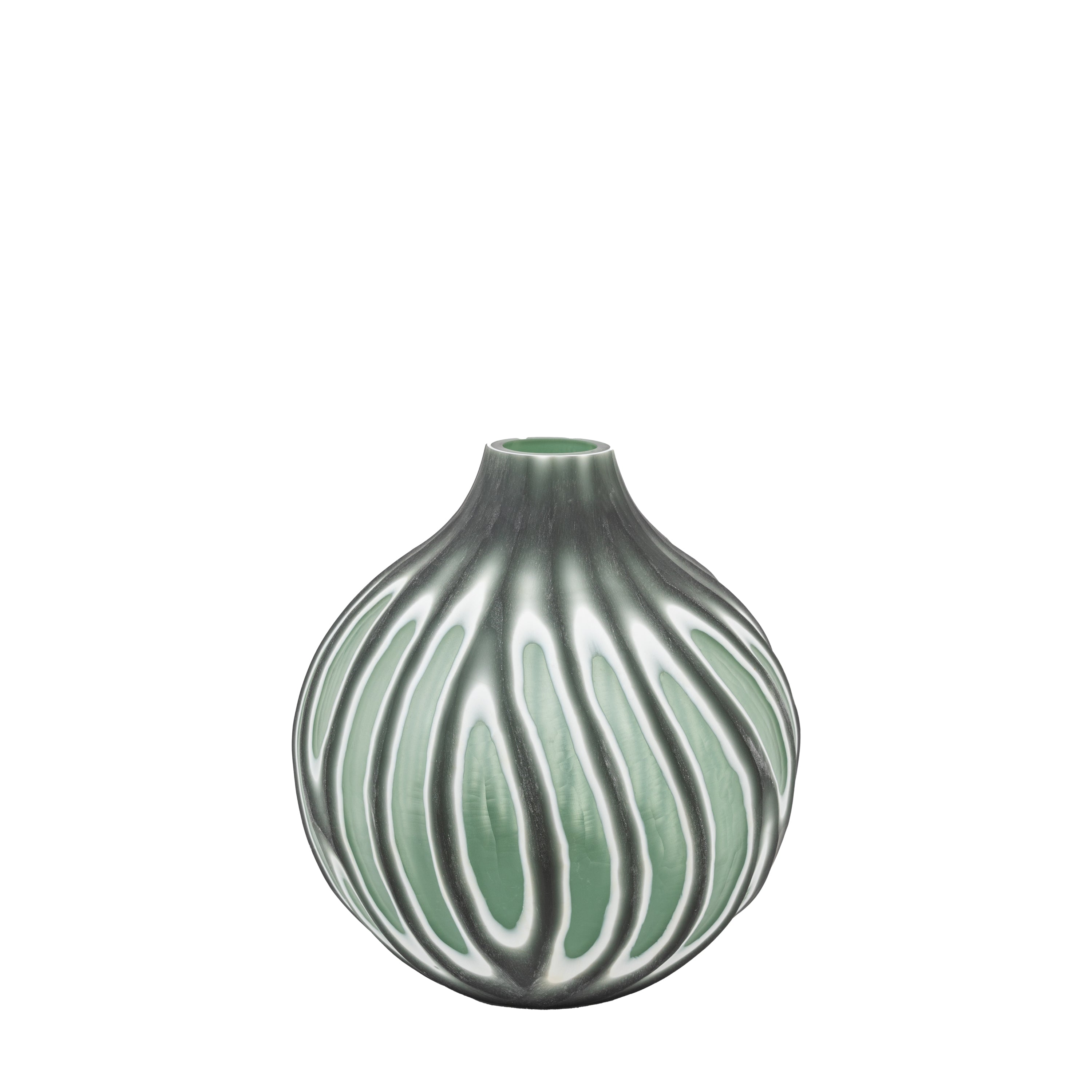 Morella Swirl Hand Carved Glass Vase Sage