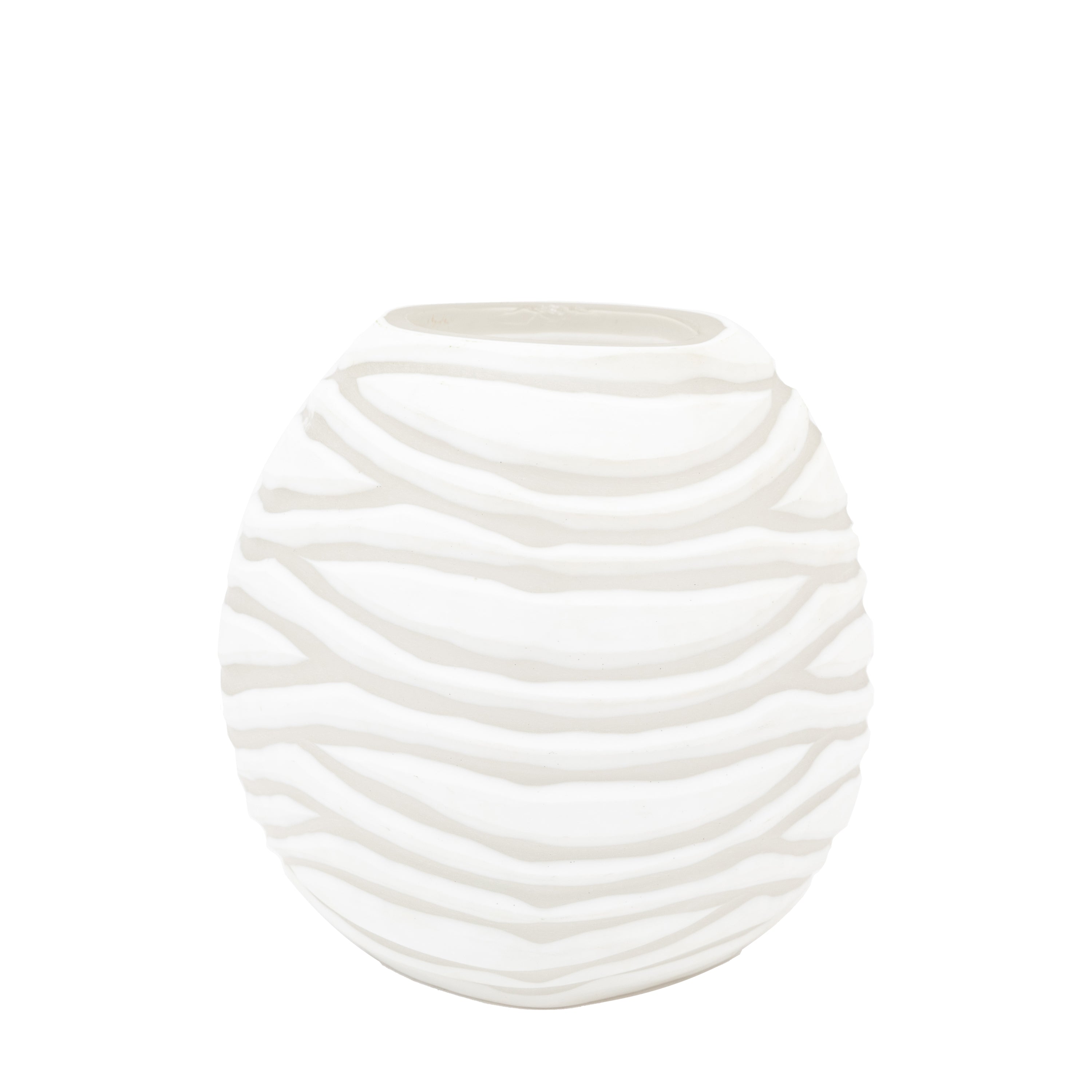 Andorra Handblown Carved Glass Vase White