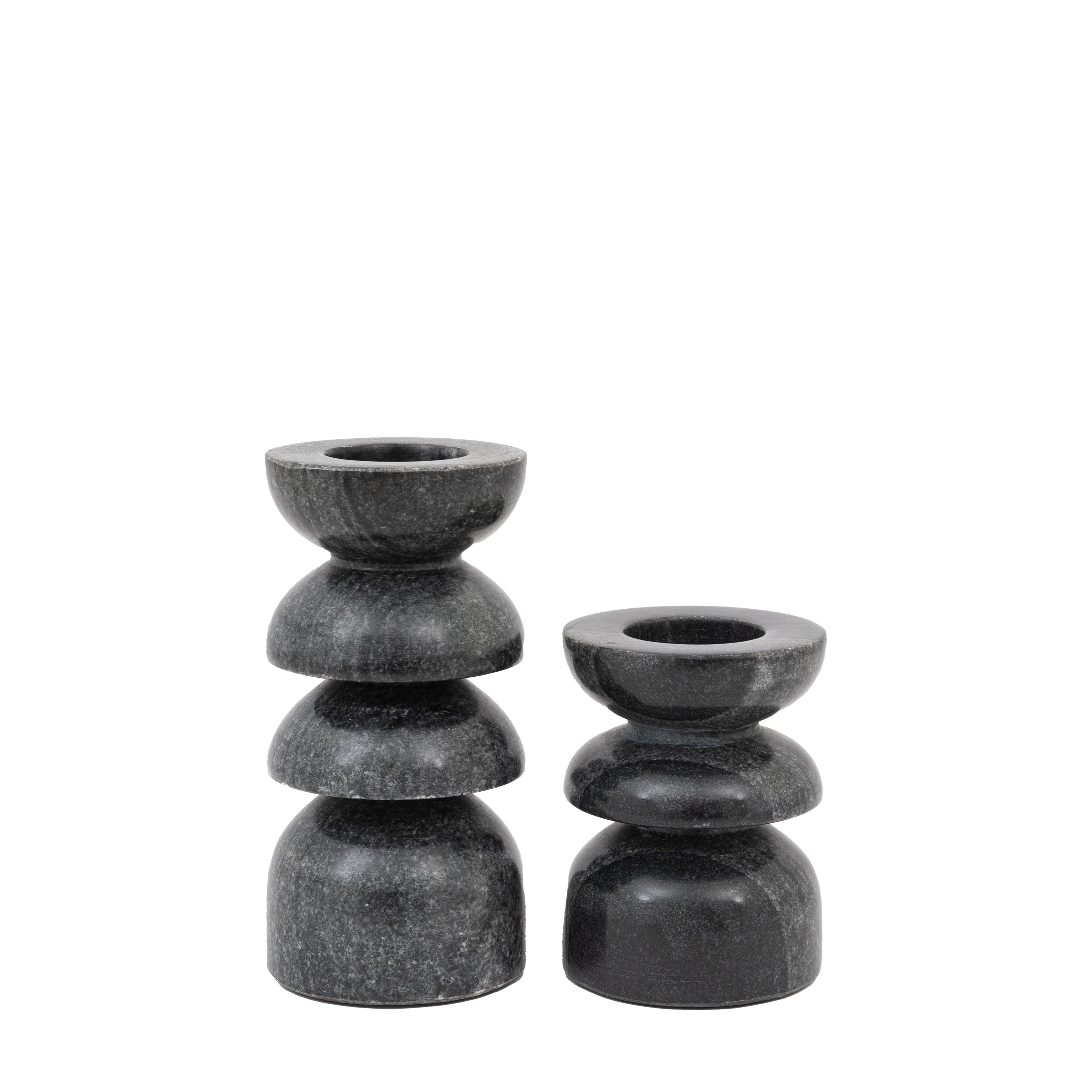 Azuaga Marble Candlestick Grey S/2 100/150mm