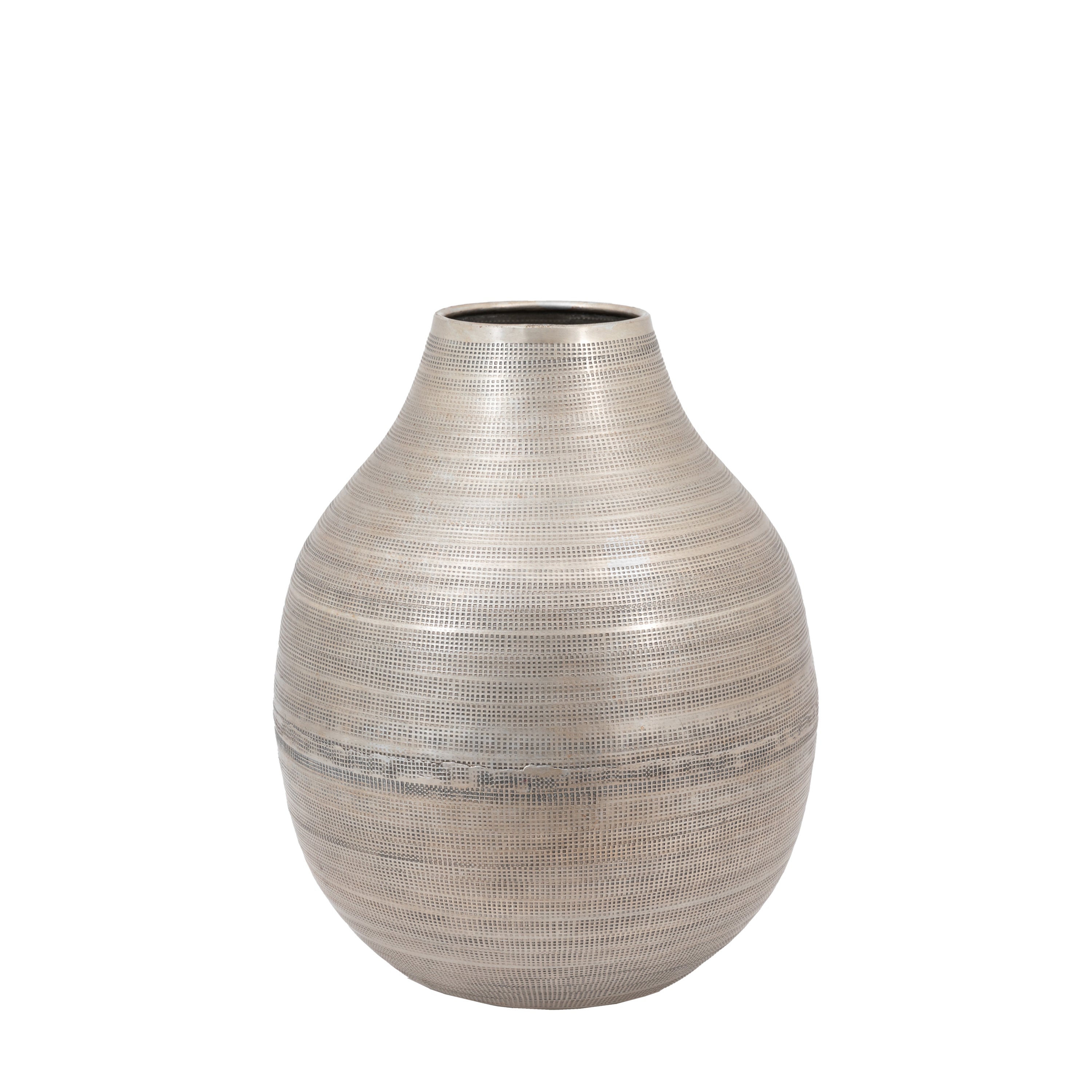 Zahara Hammered Metal Vase Antique Silver