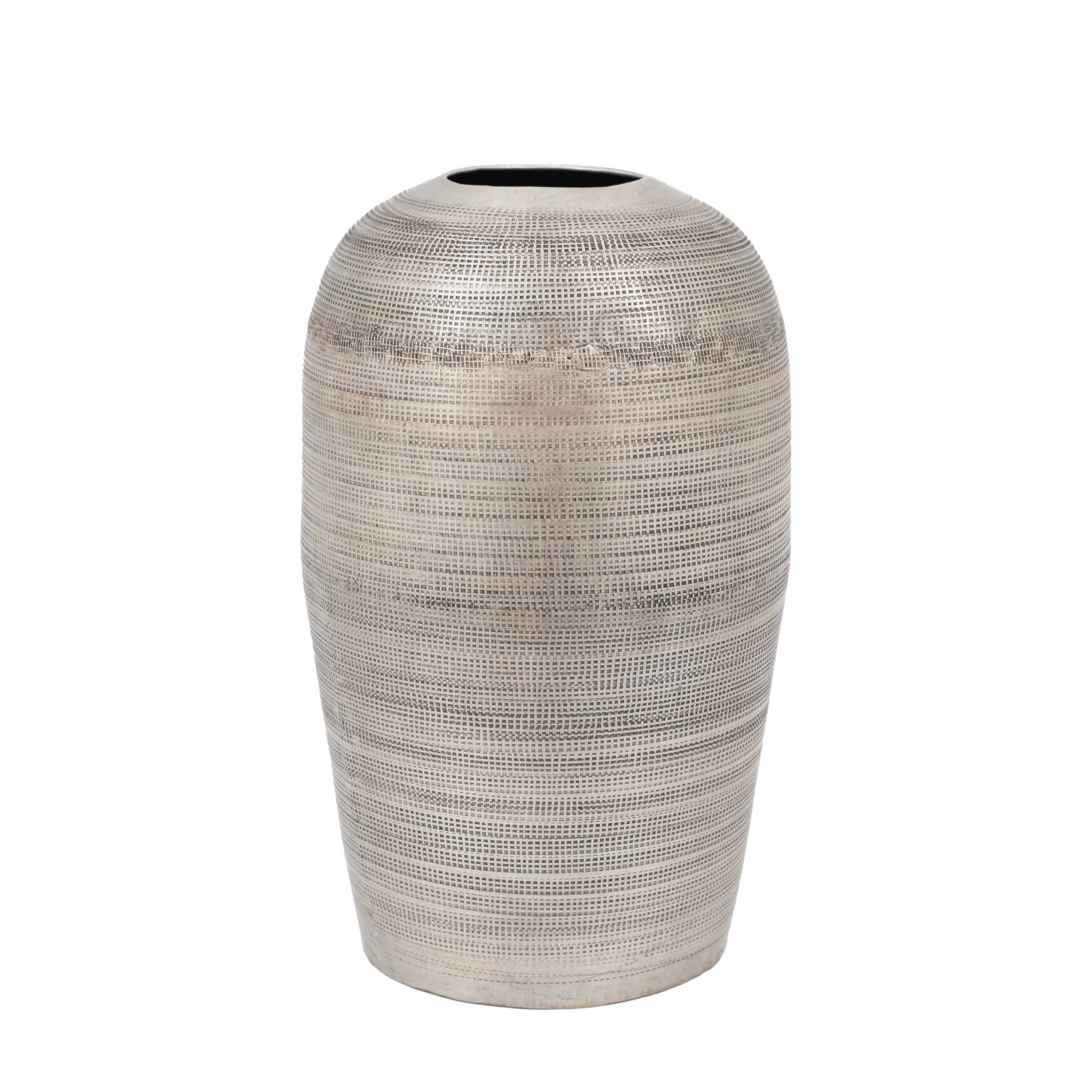 Zahara Hammered Metal Vase Antique Silver