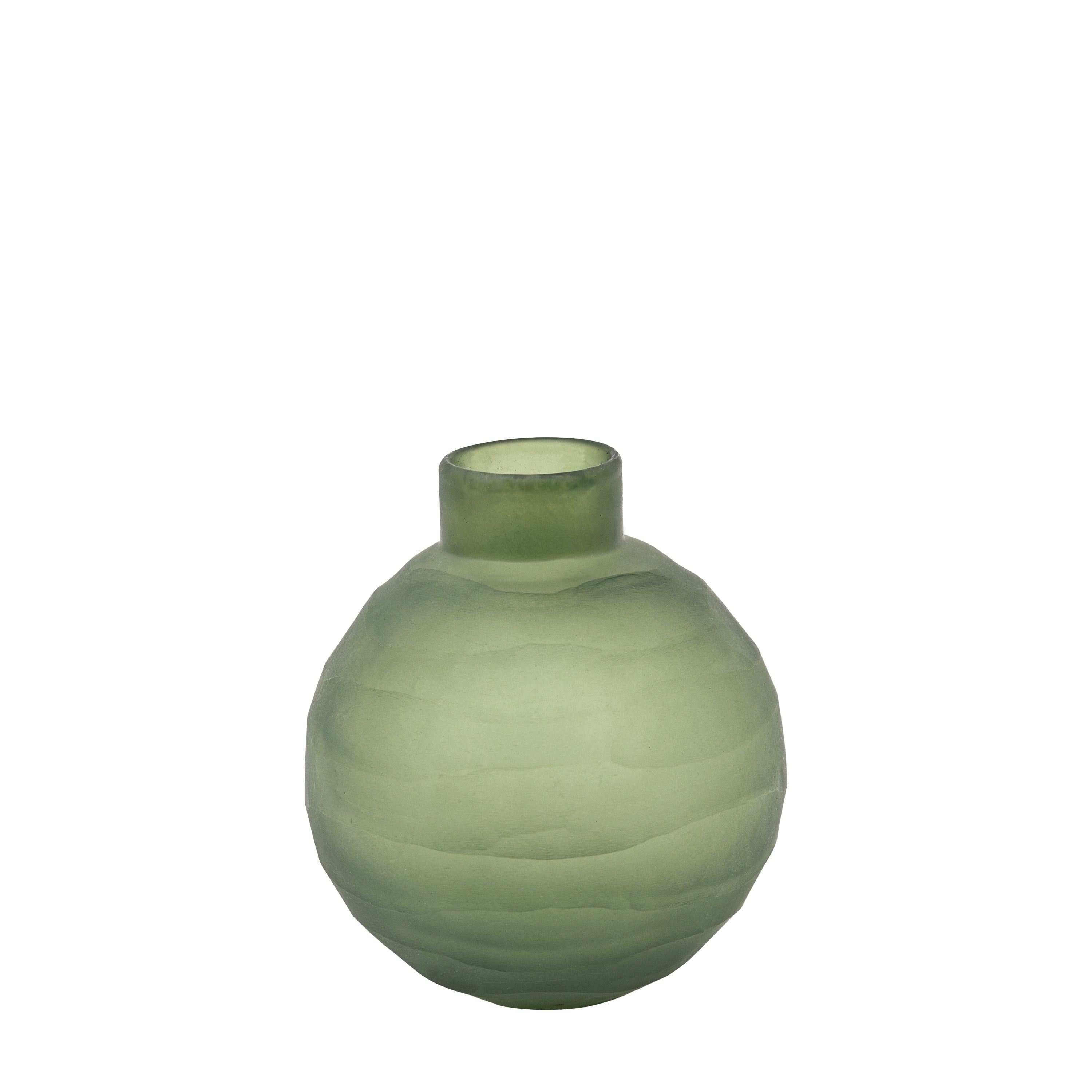 Bevelled Glass Globe Vase Green