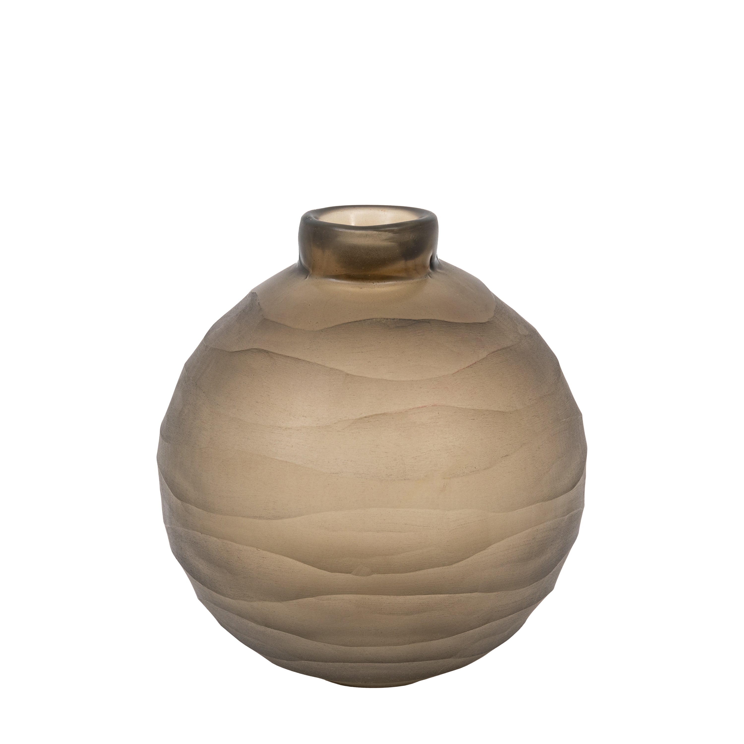Bevelled Glass Globe Vase Smoke