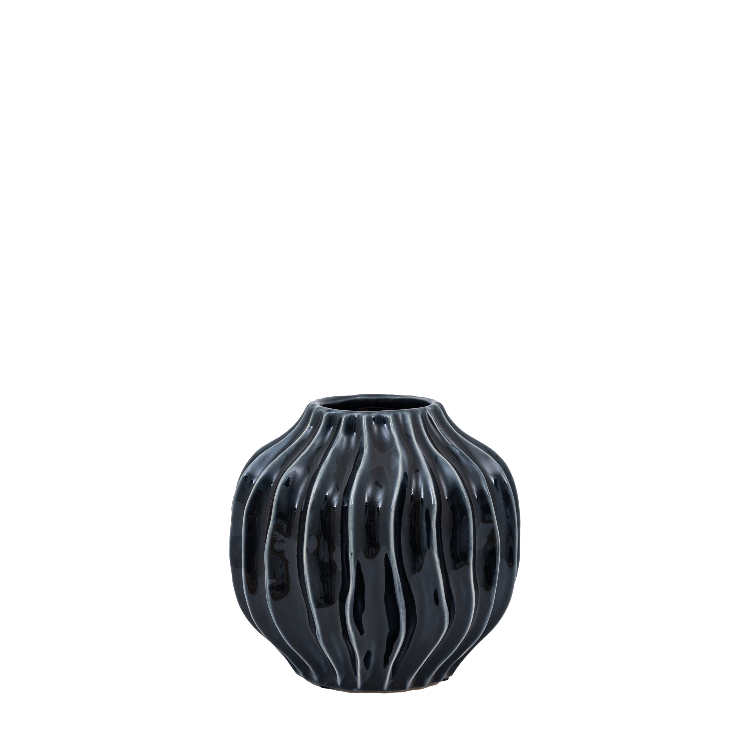 Organic Ribbed Vase Midnight
