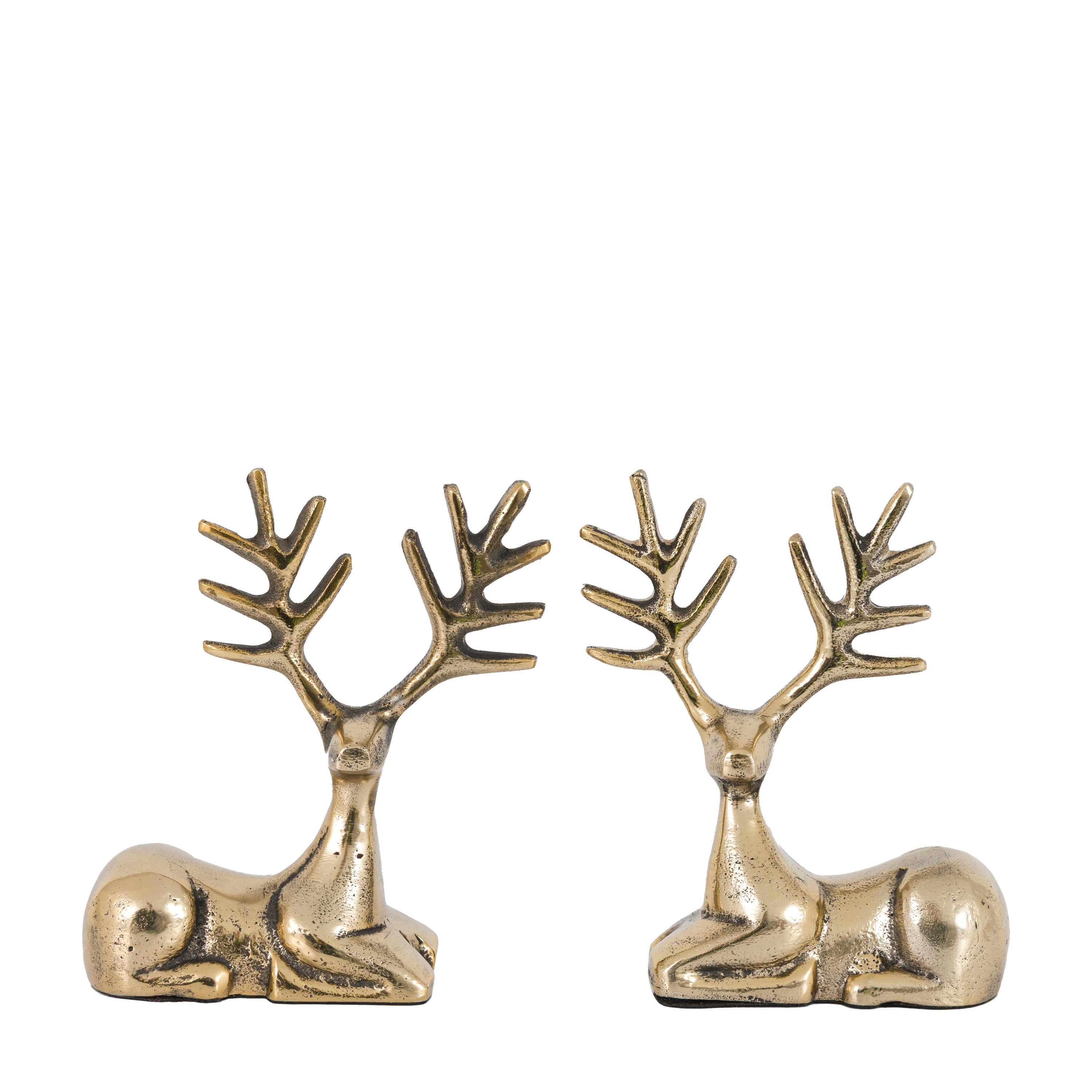 Stag Antique Gold Set of 2 Decorations