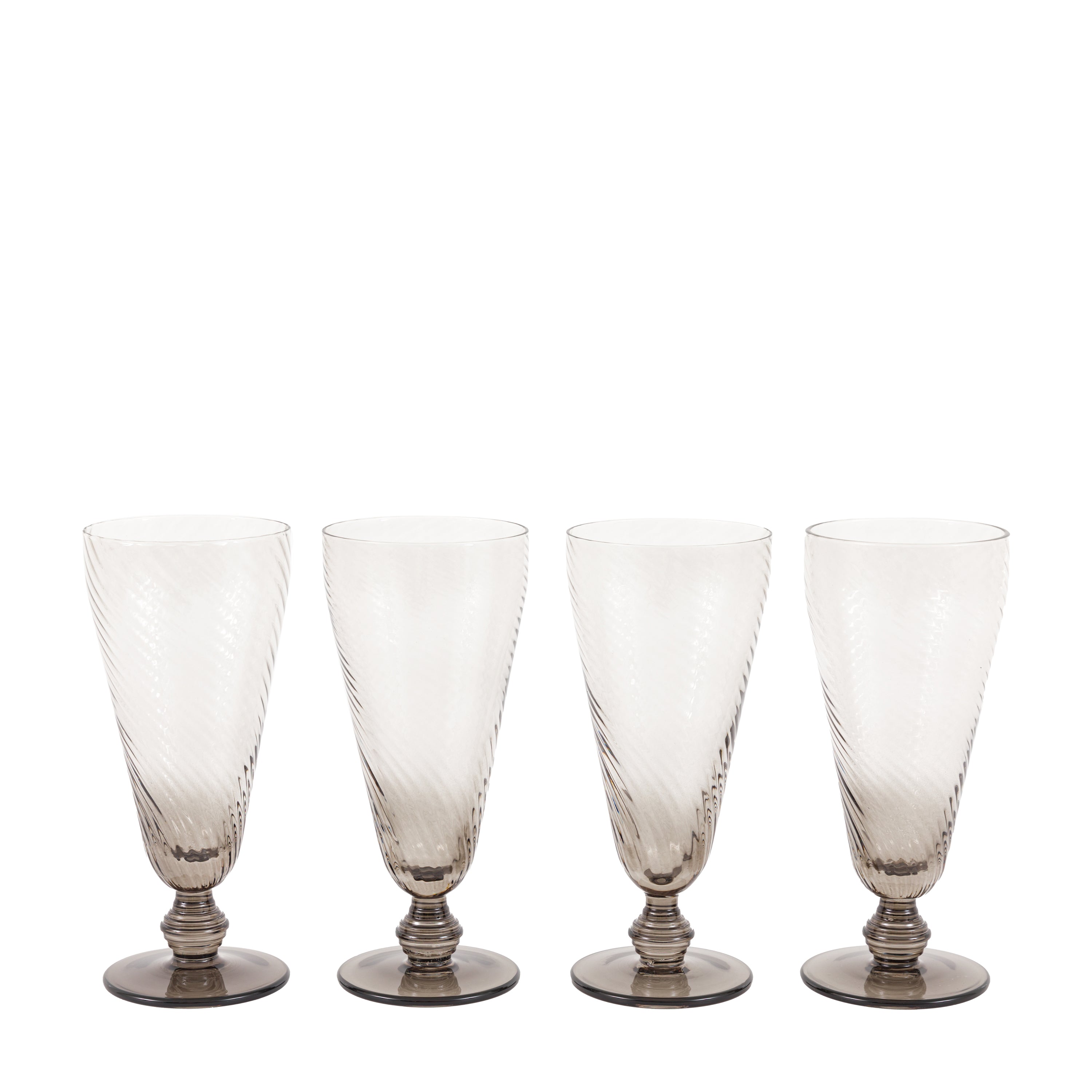 Swirl Flute Glass Smoked Grey (4pk)