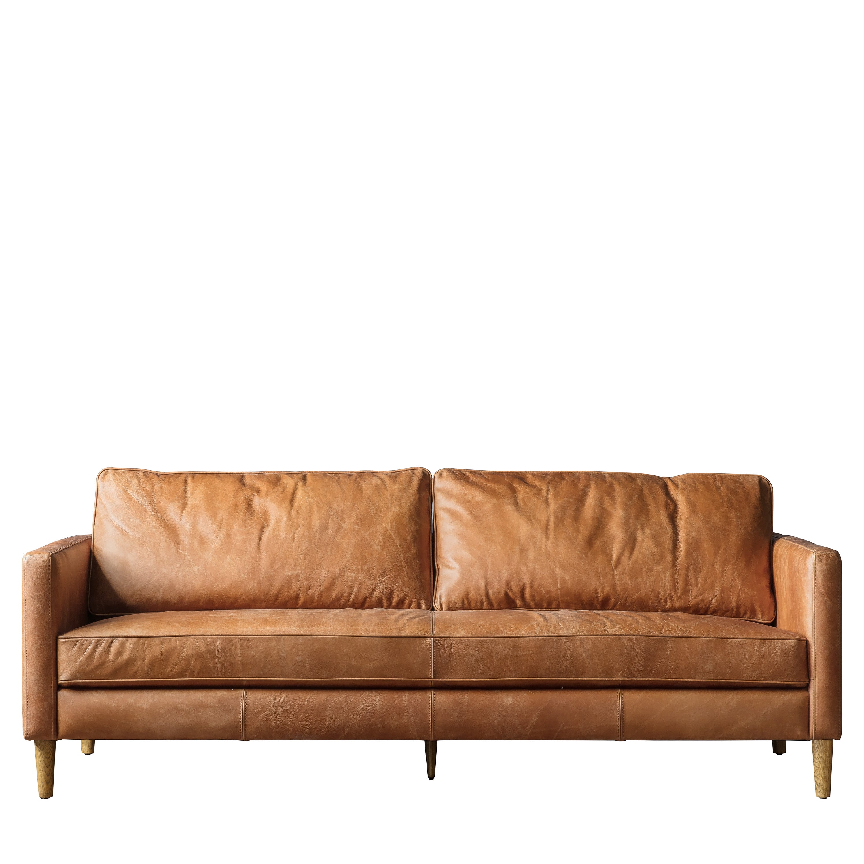 Osborne 3 Seater Sofa Vintage Brown Leather - Leather / Foam / Ash / Plywood | Migo Interiors