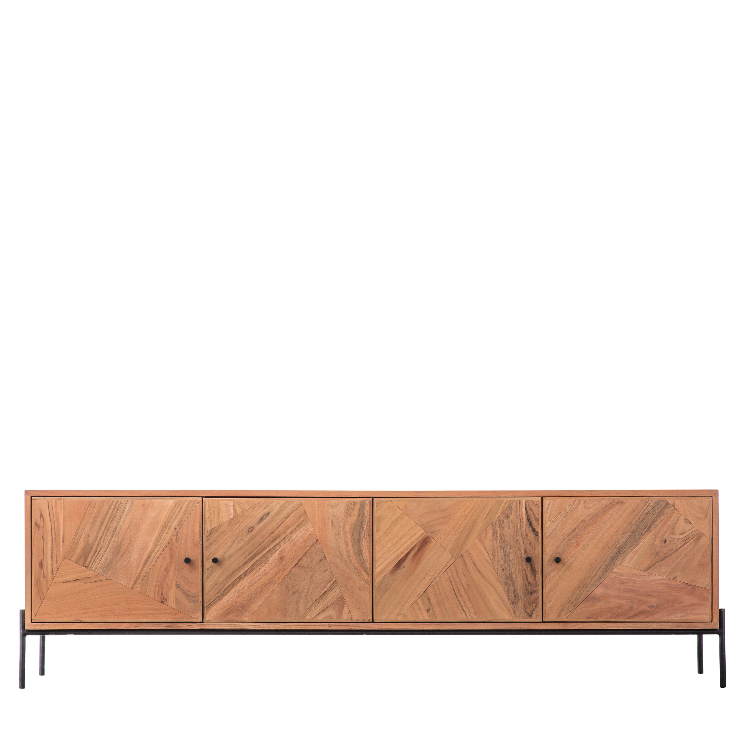 Oklahoma 4 Door Media Unit - Acacia Wood / Iron | Migo Interiors