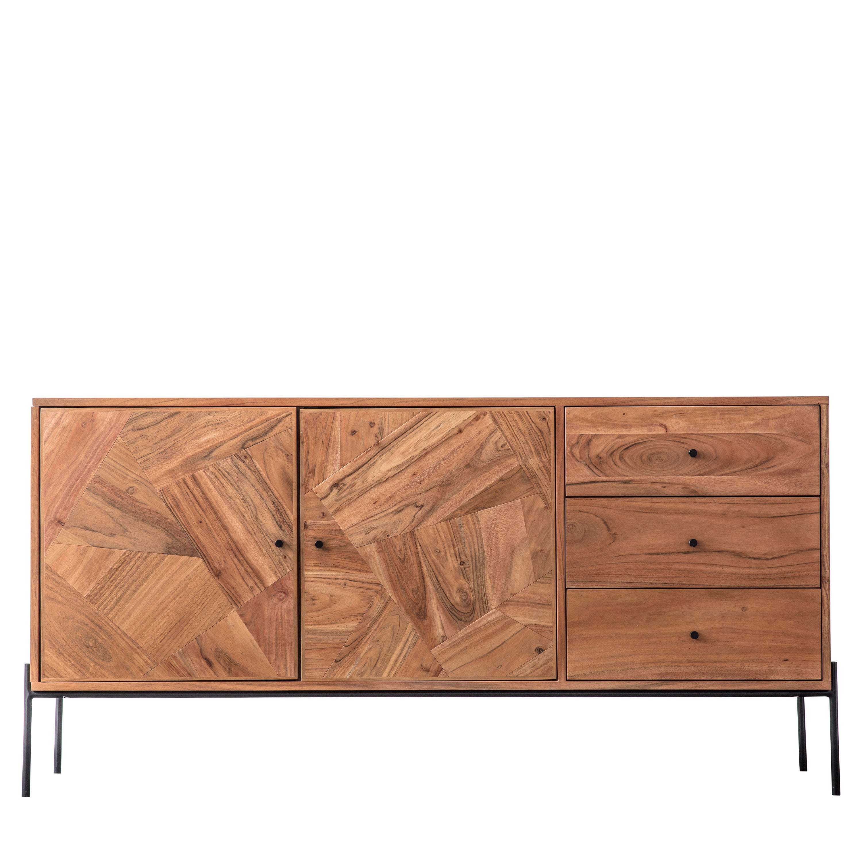 Oklahoma 2 Door 3 Drawer Sideboard - Acacia Wood / Iron | Migo Interiors