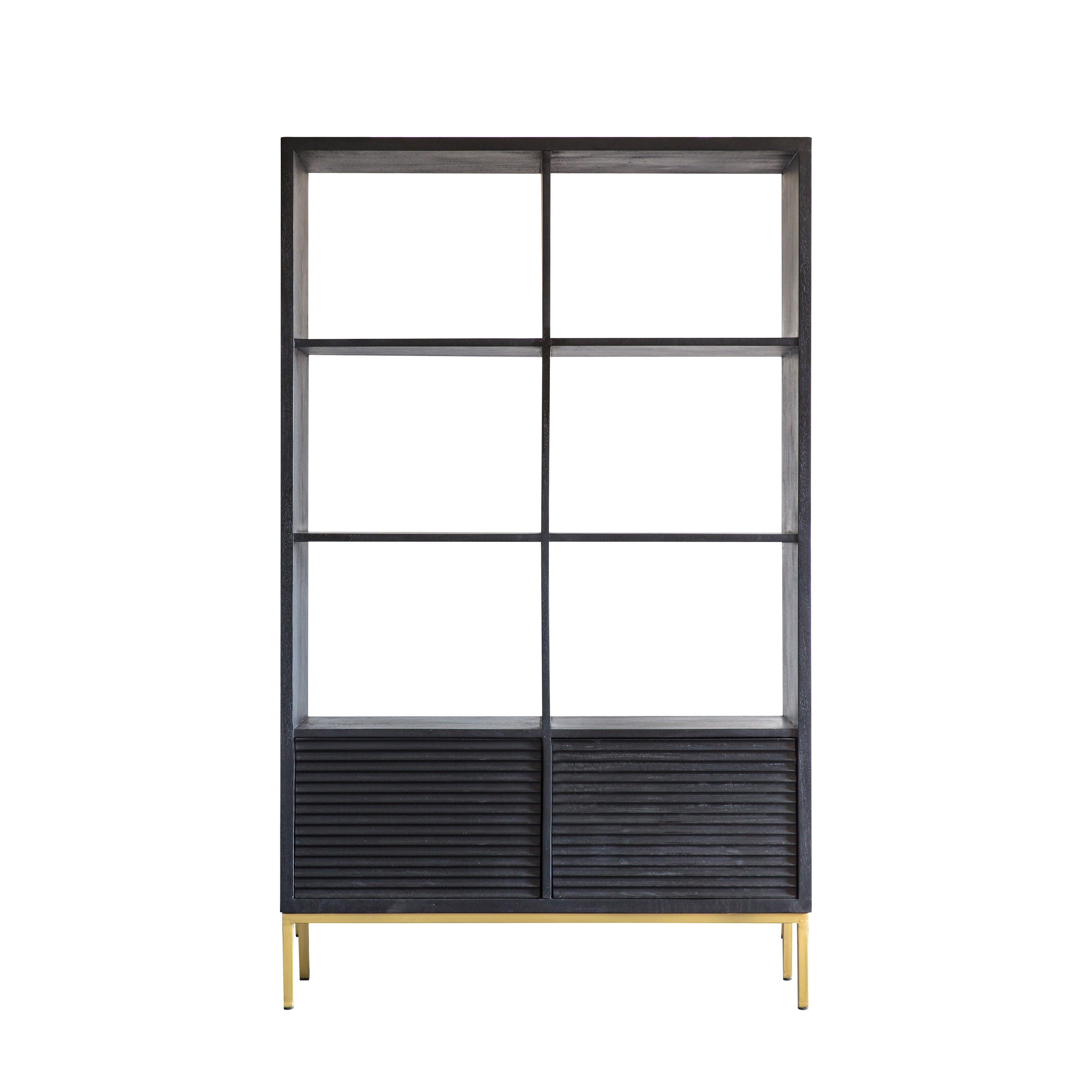Ripple 2 Door Open Display Unit - Mango Wood / Iron / Veneer | Migo Interiors