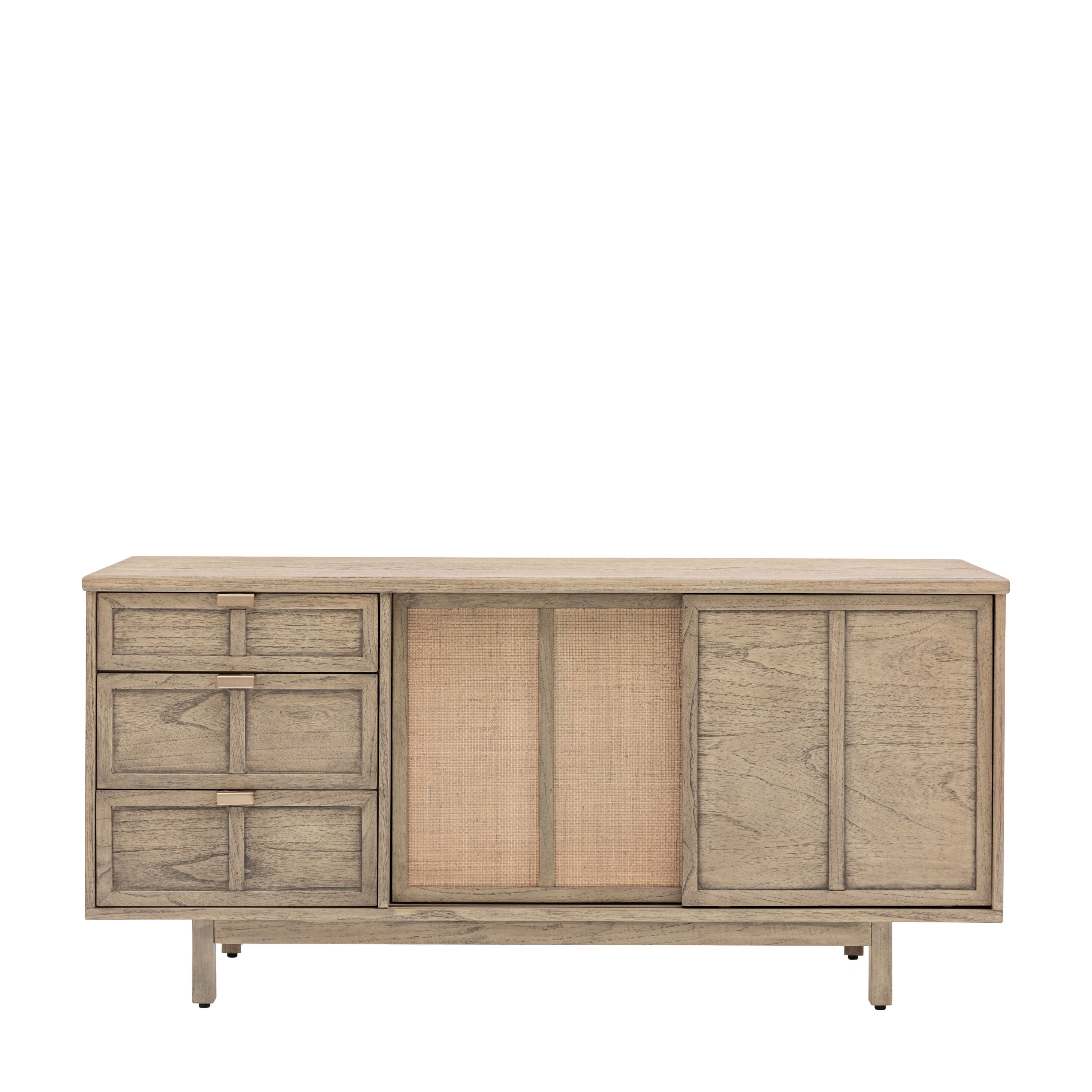 Kyoto 3 Drawer 2 Door Sideboard - Solid Mindi / Particle Board / MDF / Rattan Cane Webbing / Plywood | Migo Interiors