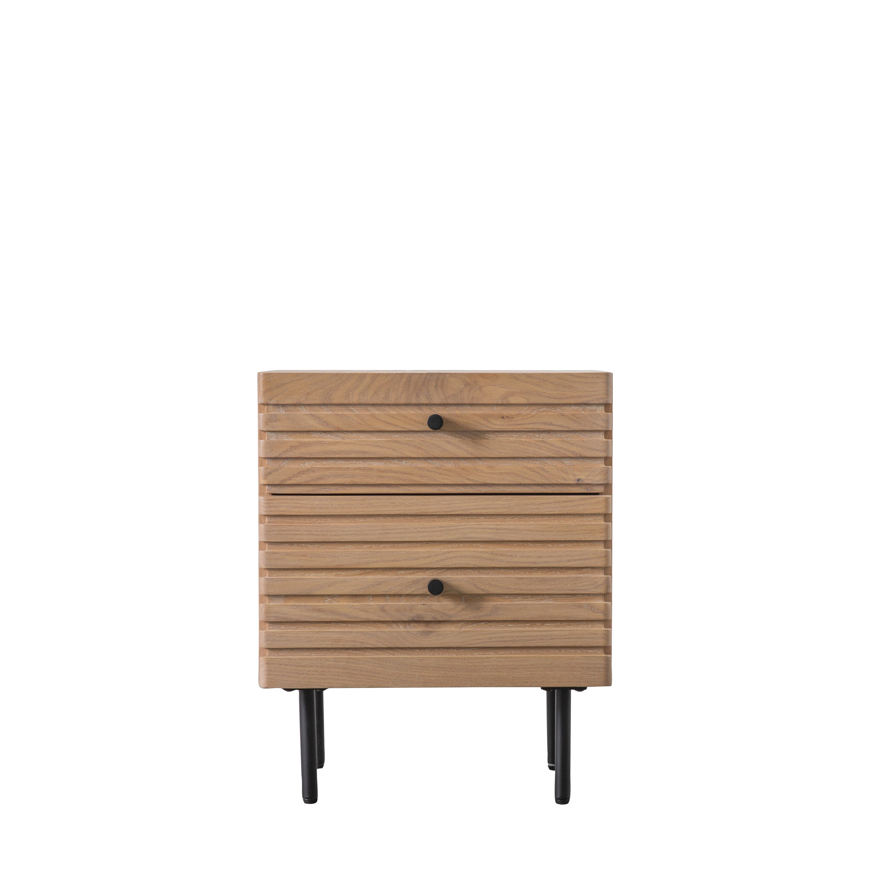 Okayama 2 Drawer Bedside - Oak / Steel / MDF | Migo Interiors