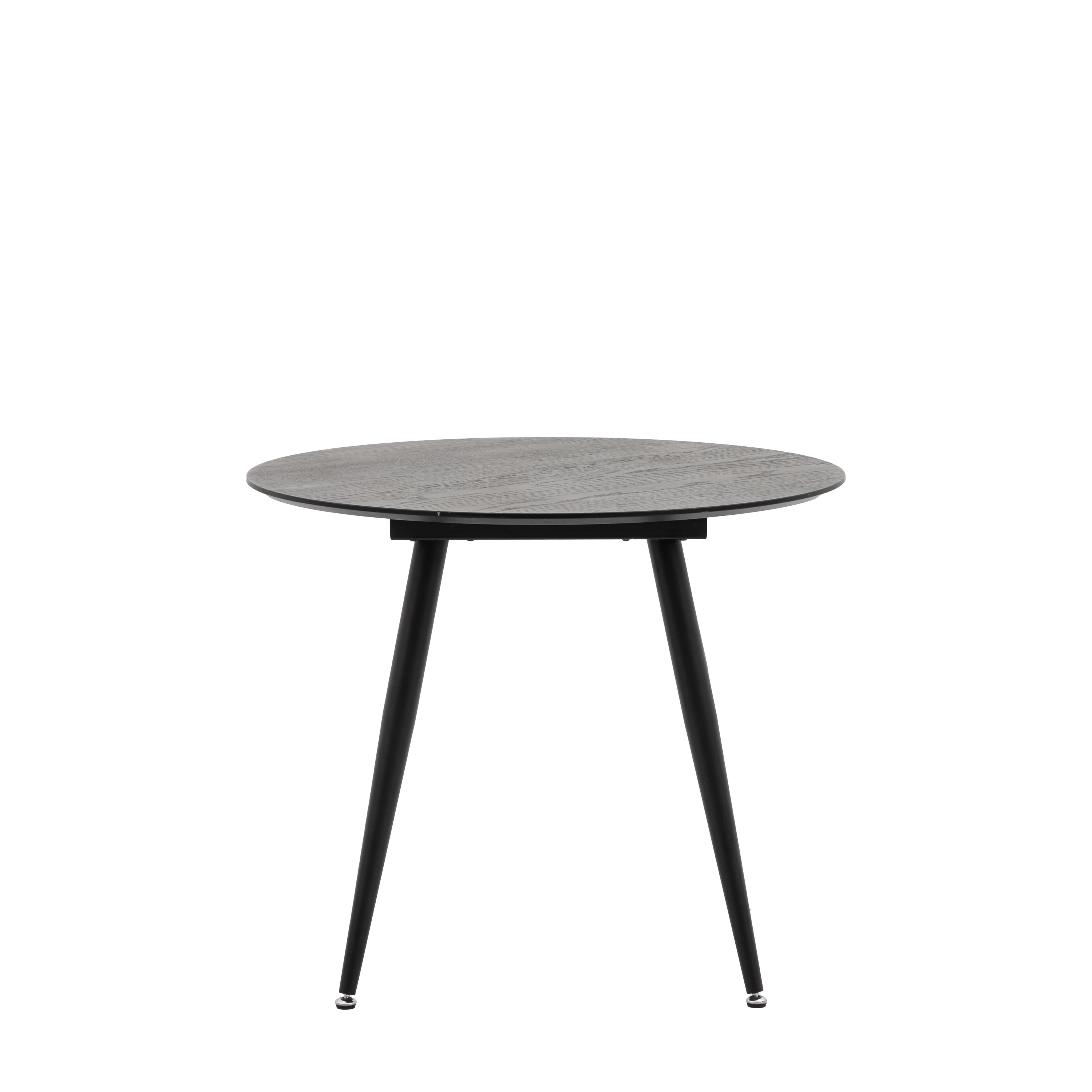 Astley Round Dining Table Black - MDF / Oak Veneer / Iron | Migo Interiors