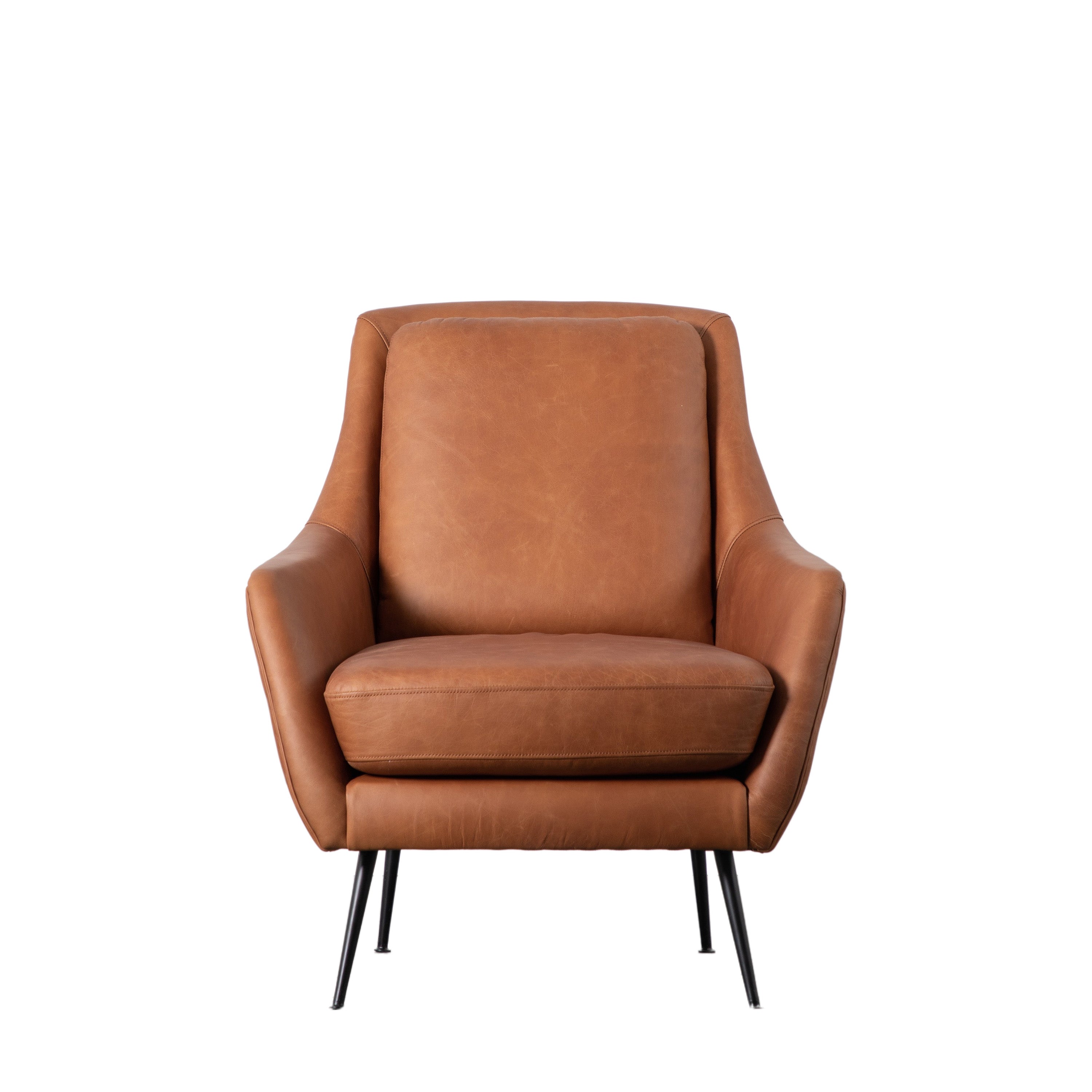 Brompton Armchair Brown Leather - Ash / Plywood / FR Foam / Polyfibre / Leather | Migo Interiors