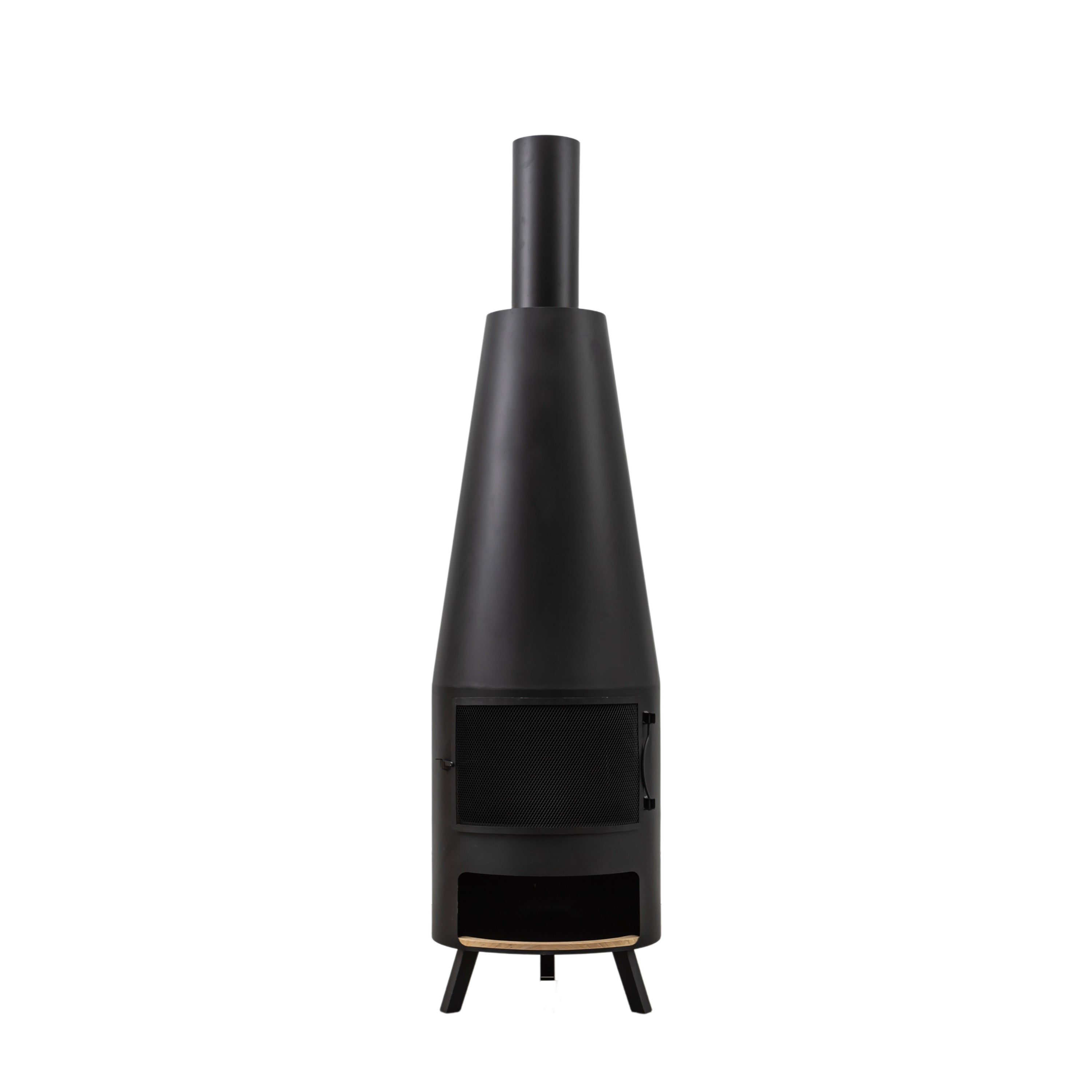 Foligno Chiminea with Pizza Shelf - Iron / Solid Teak | Migo Interiors