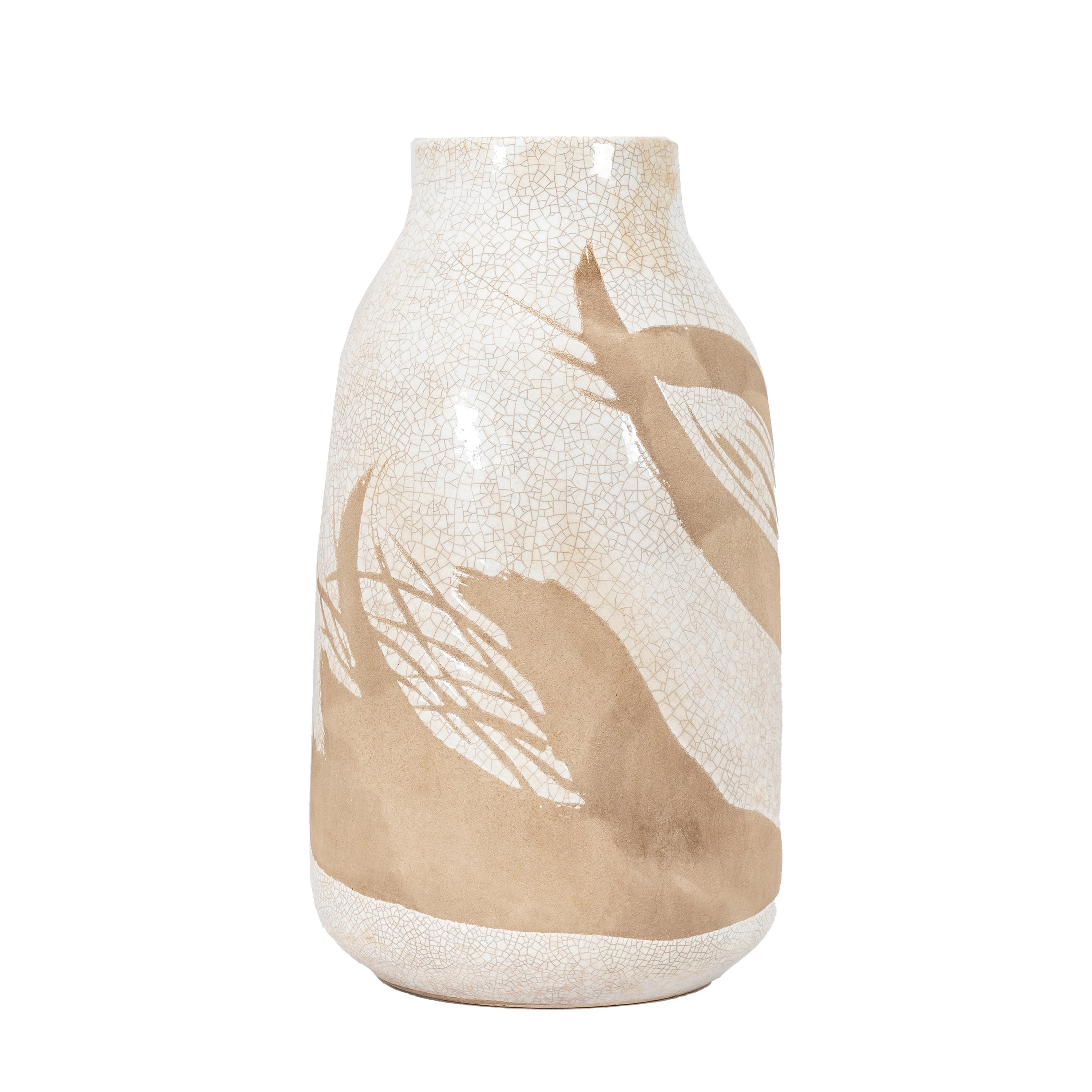 Goya Vase Large Reactive White Brown - Stoneware | Migo Interiors