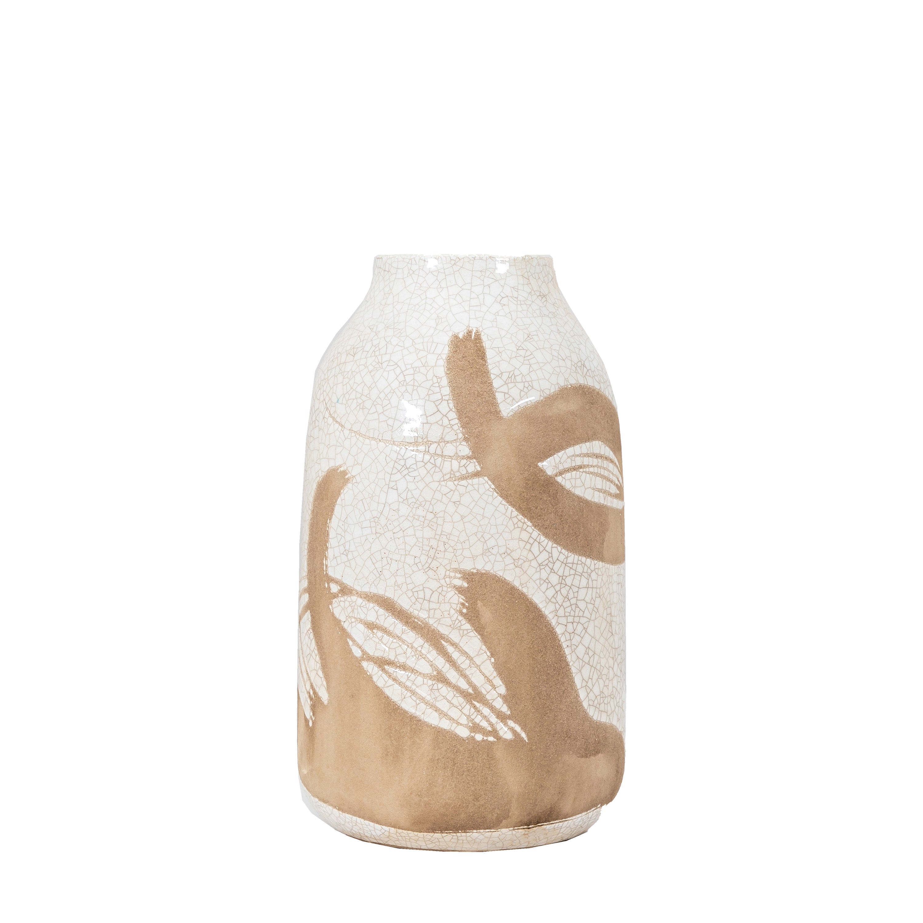 Goya Vase Small Reactive White Brown - Stoneware | Migo Interiors