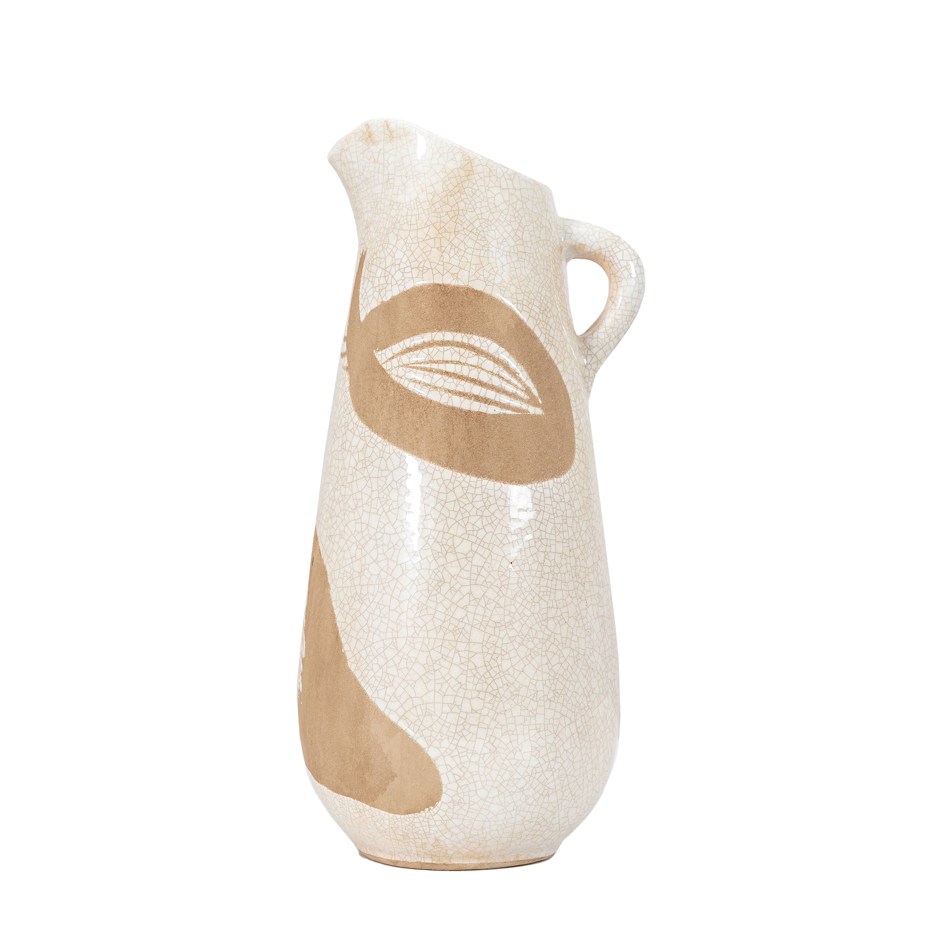 Goya Pitcher Vase Reactive WhteBrown - Stoneware | Migo Interiors