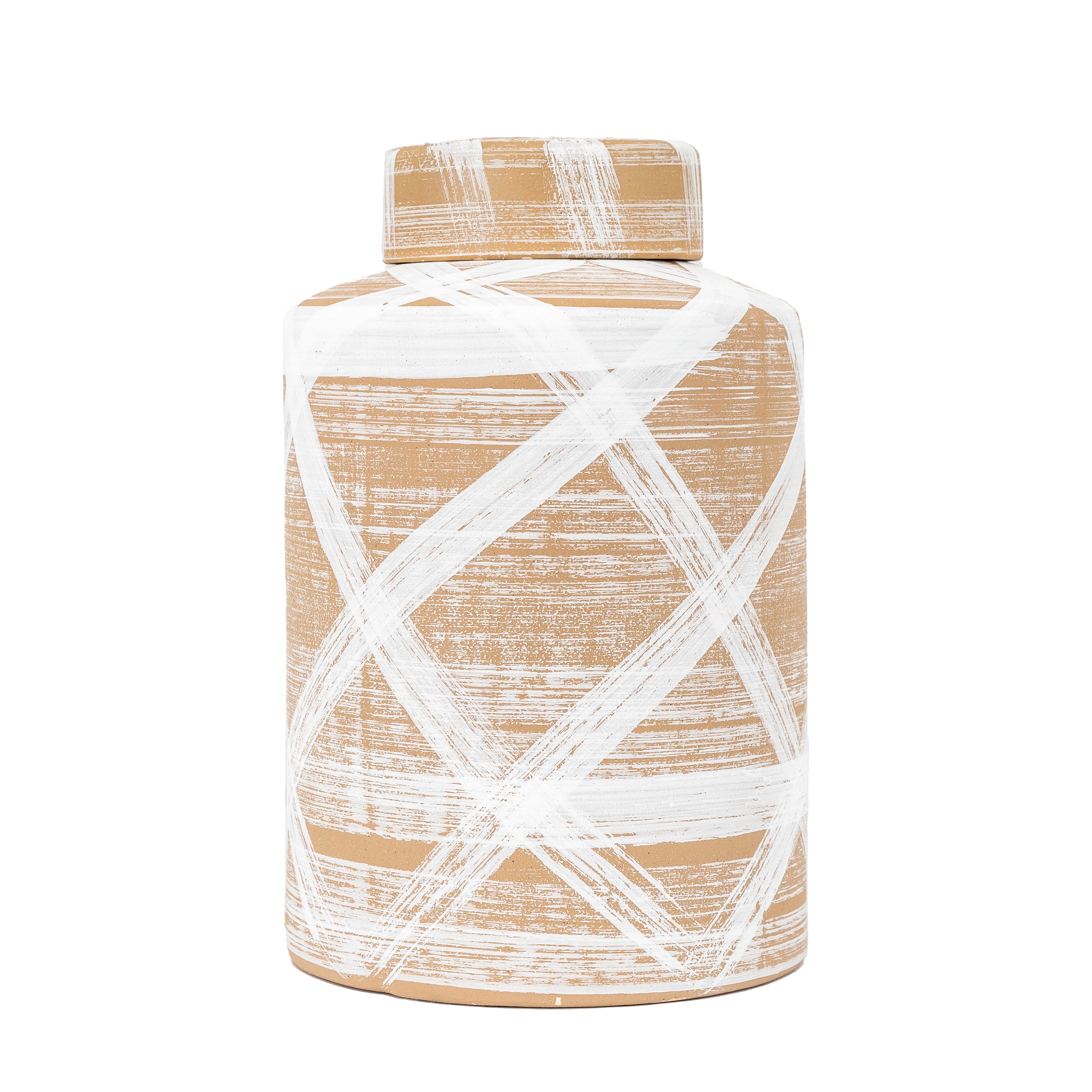 Tarka Jar Reactive Brown White - Stoneware | Migo Interiors