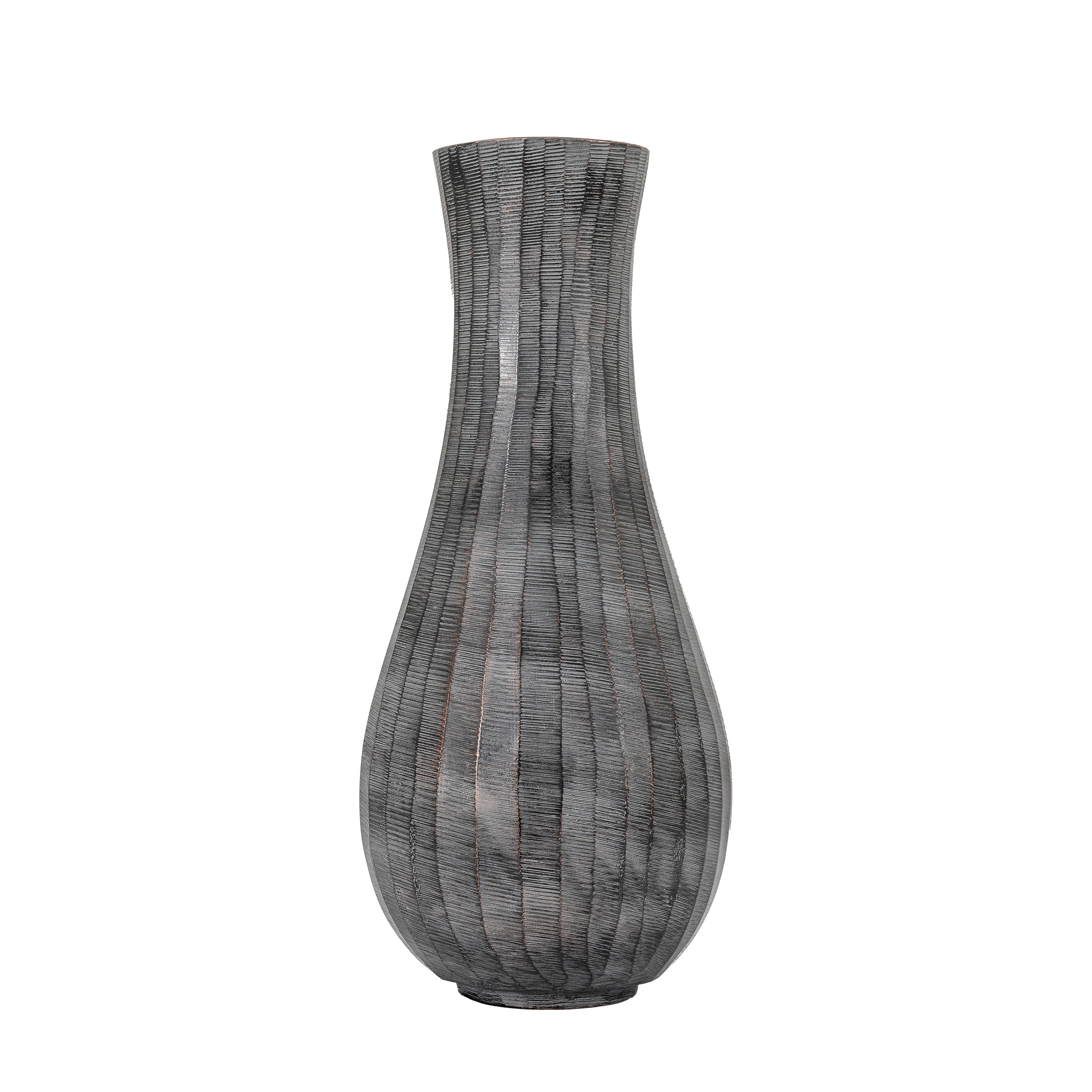 Enya Fluted Vase Large Antique Grey - Aluminium | Migo Interiors