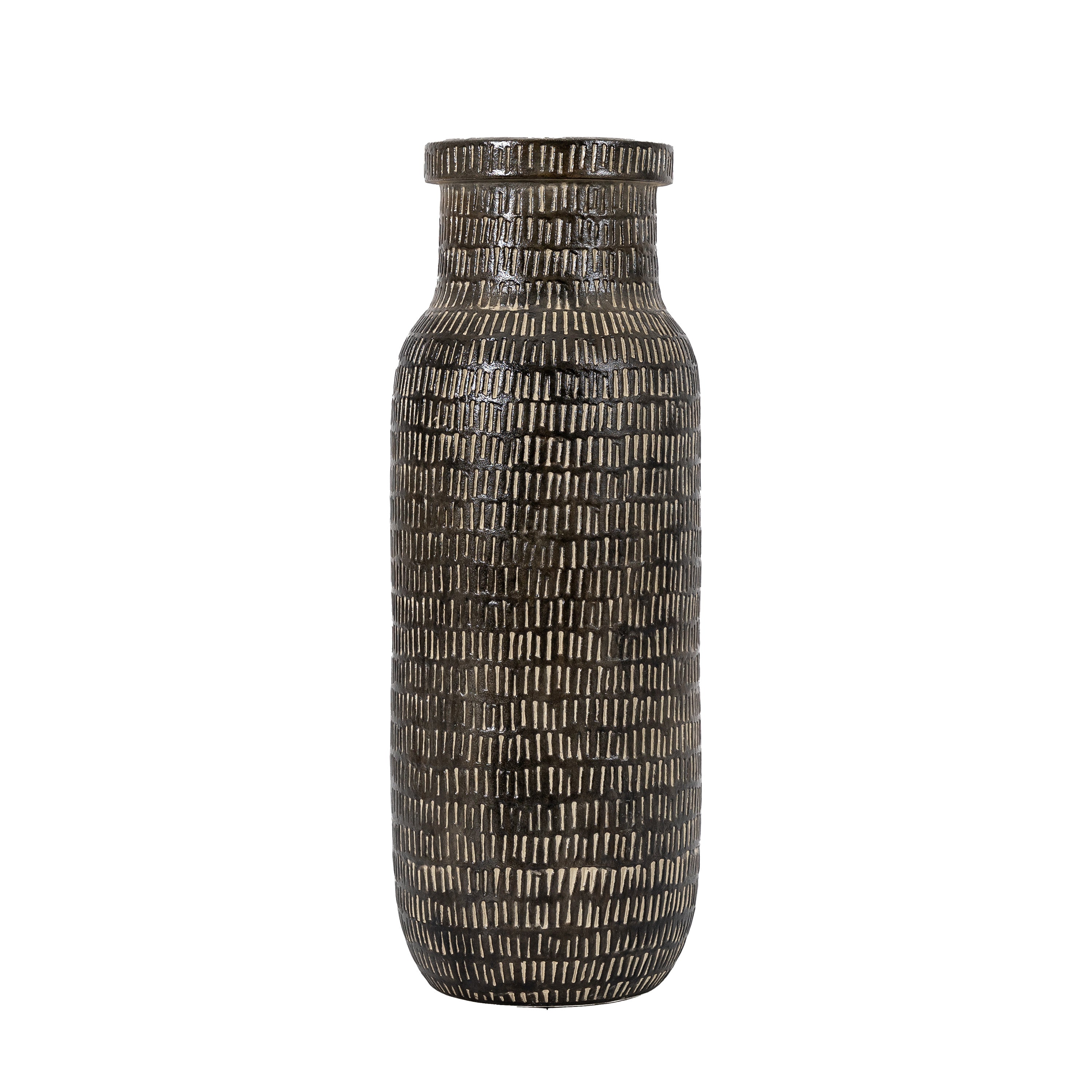 Sgraffito Vase Tall Black - Earthenware | Migo Interiors