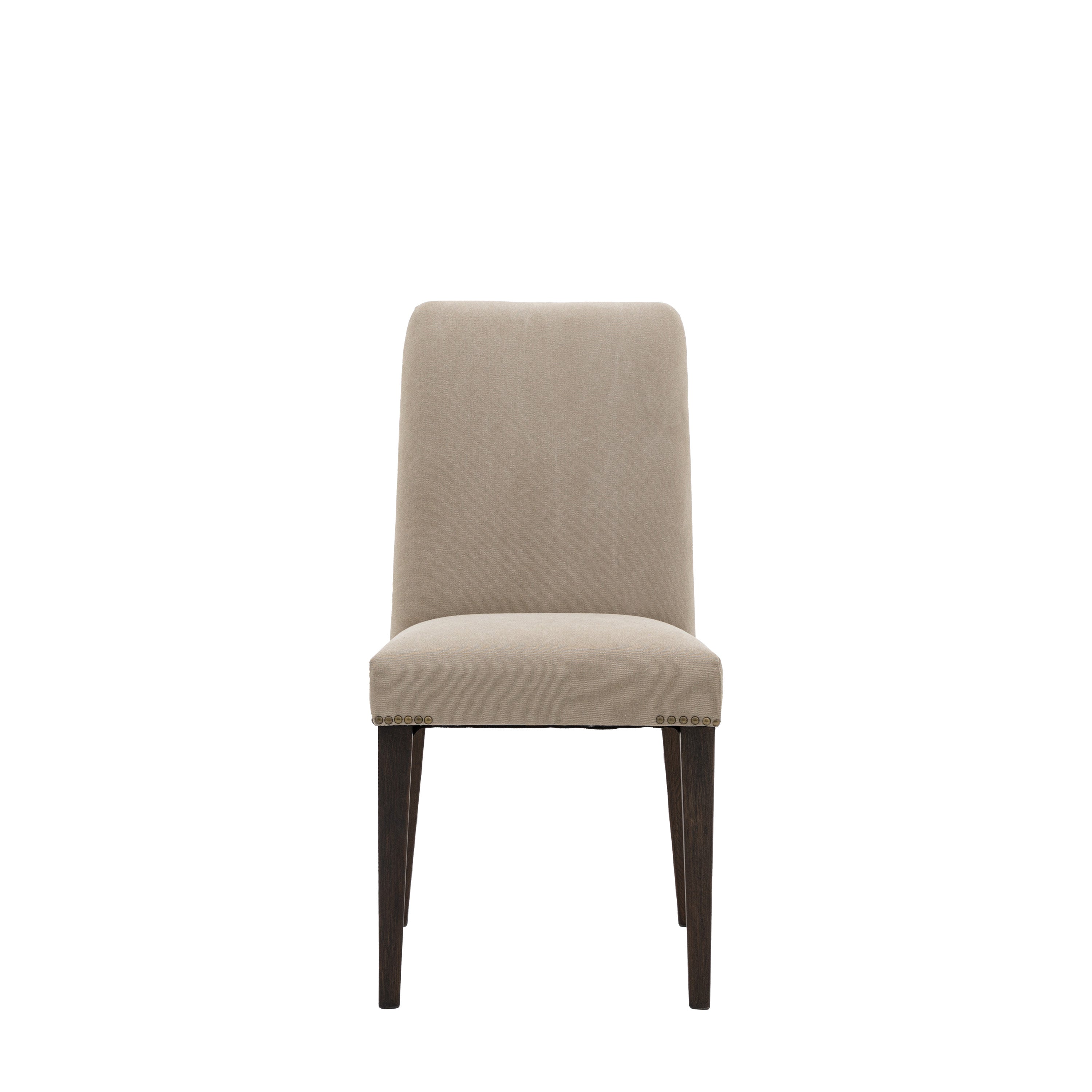 Madison Chair Cement Linen (2pk) - Oak / Plywood / Polyester / Foam / Brass Studs | Migo Interiors