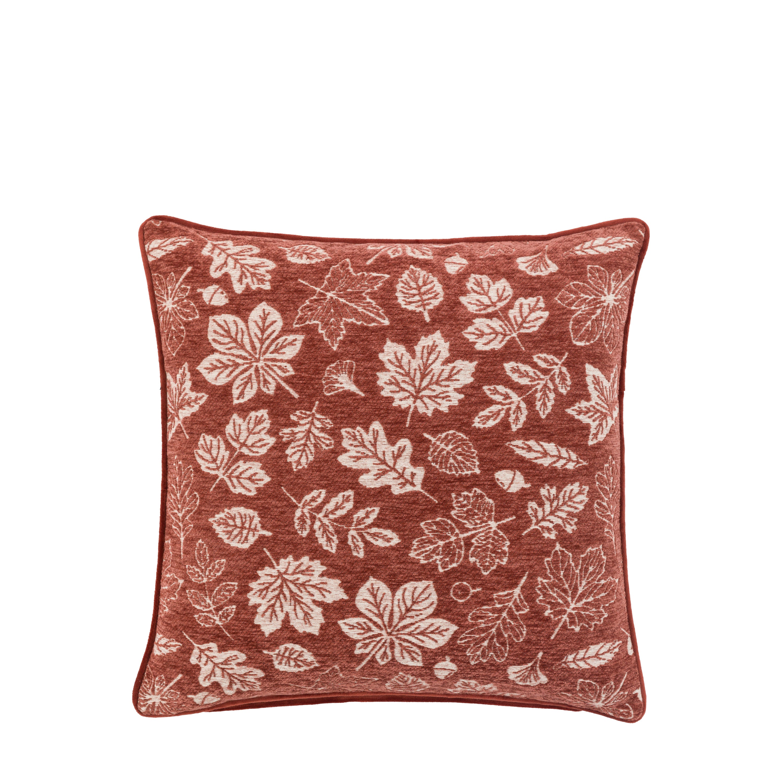 Autumn Leaf Chenille Cushion Rust
