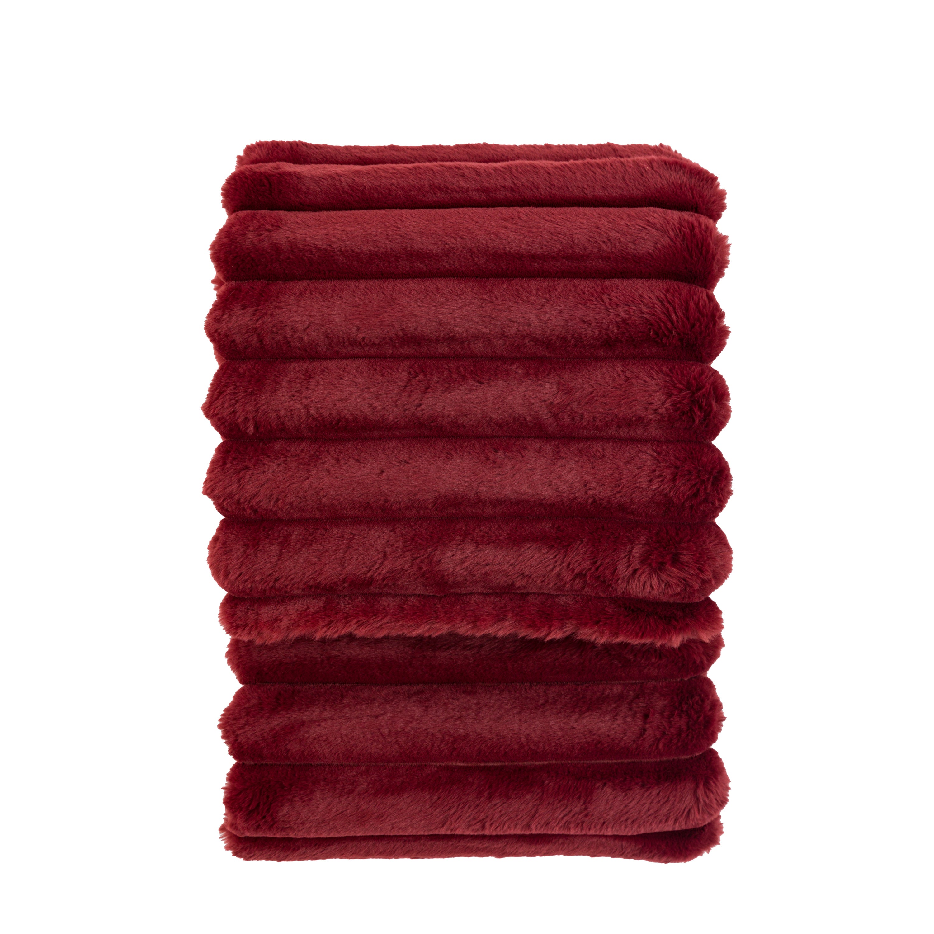 Ribbed Faux Fur Throw Mulberry