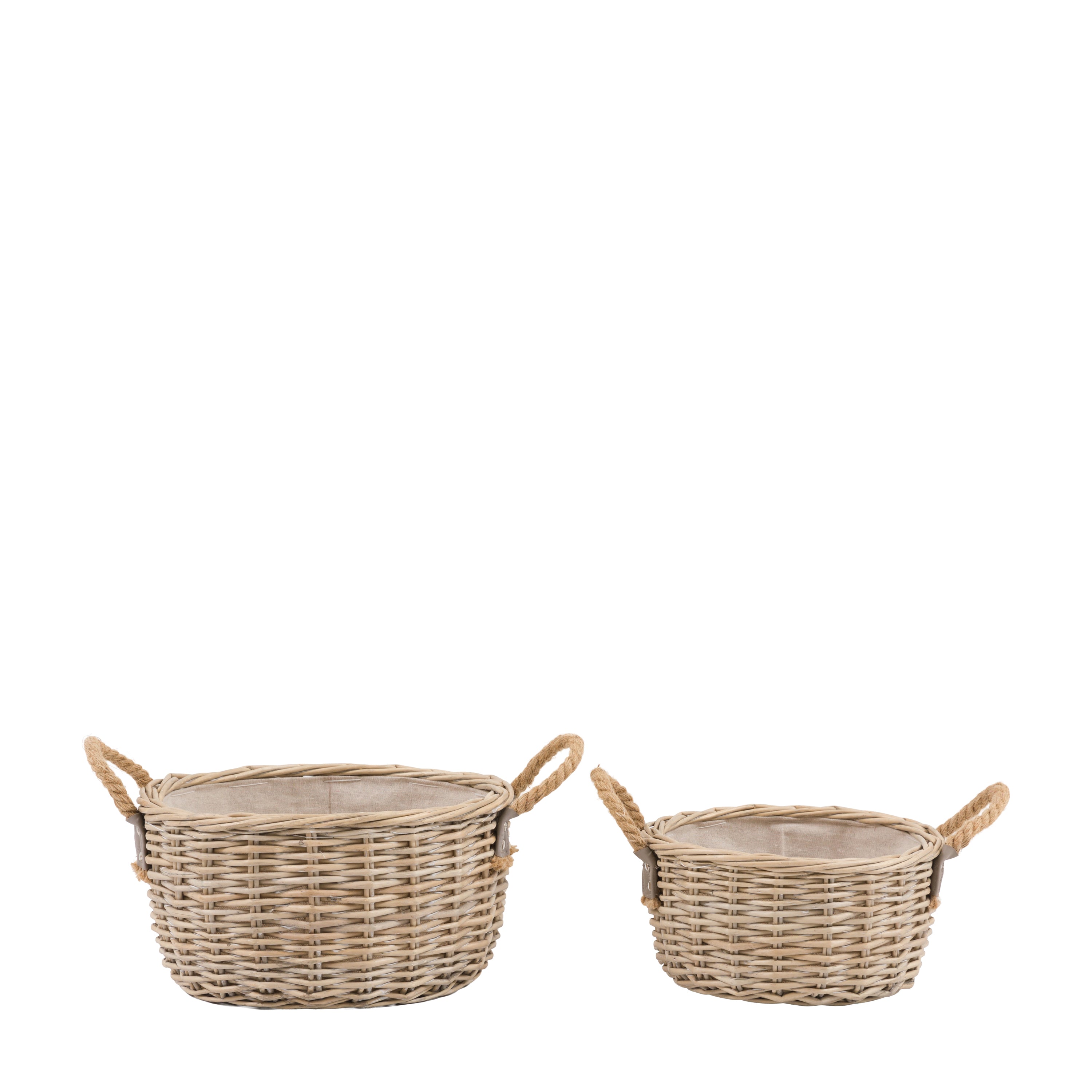 Eden Round Basket Handle Natural S/2