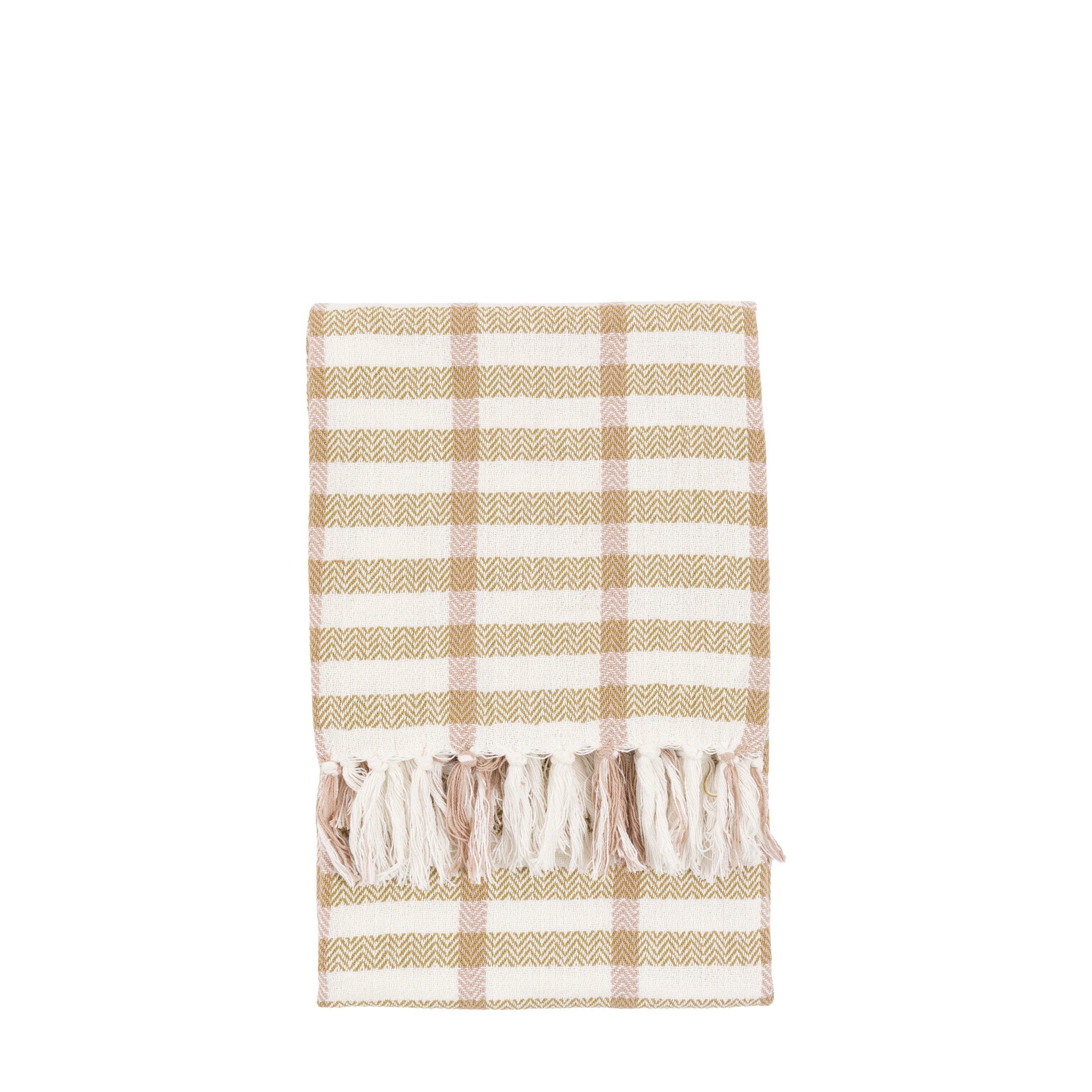 Arvo Grid Woven Throw Green / Rust