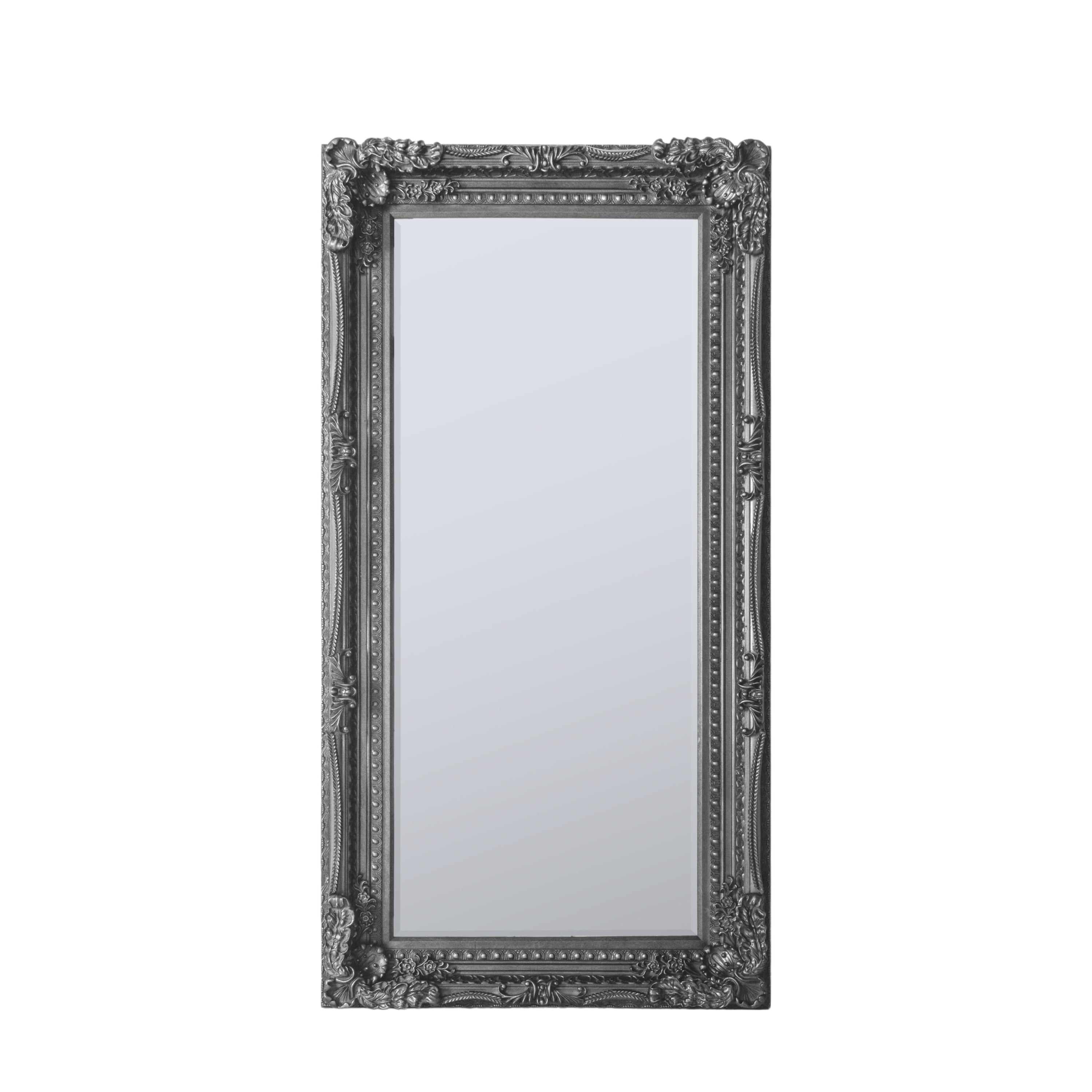 Carved Louis Leaner Mirror Silver - Glass / Resin / Wood | Migo Interiors
