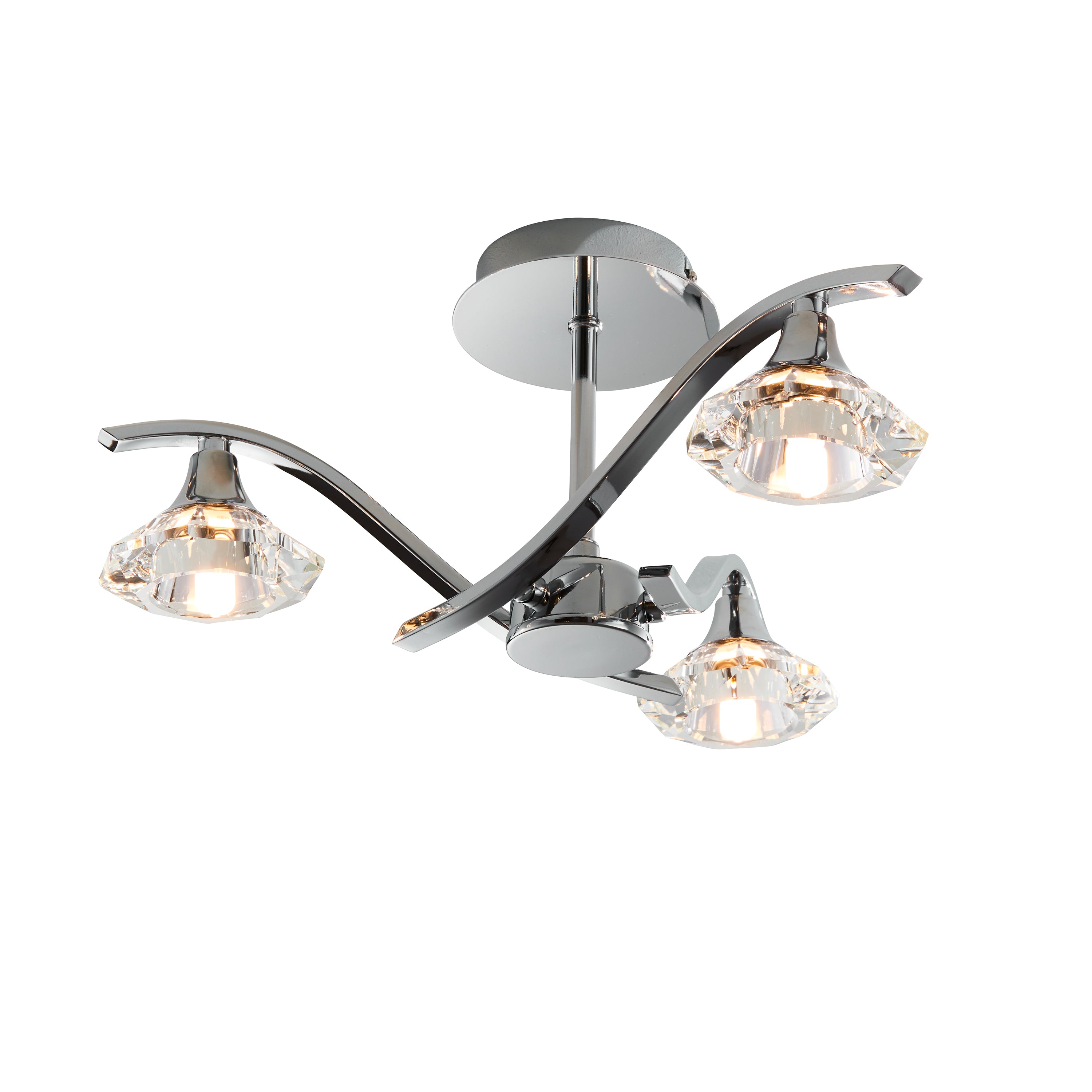Langella 3 Ceiling Lamp - Crystal Glass / Steel | Migo Interiors