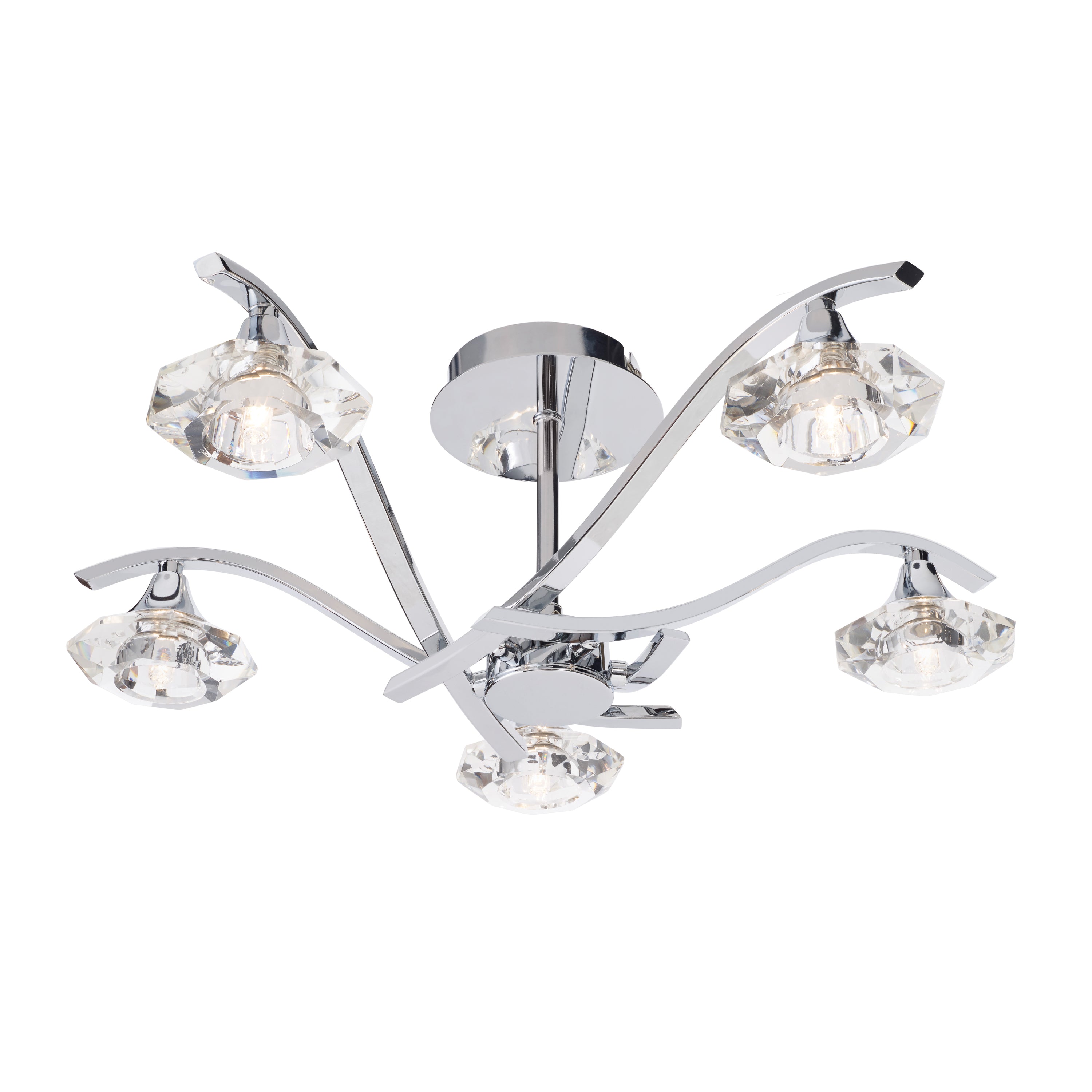 Langella 5 Ceiling Lamp - Crystal Glass / Steel | Migo Interiors
