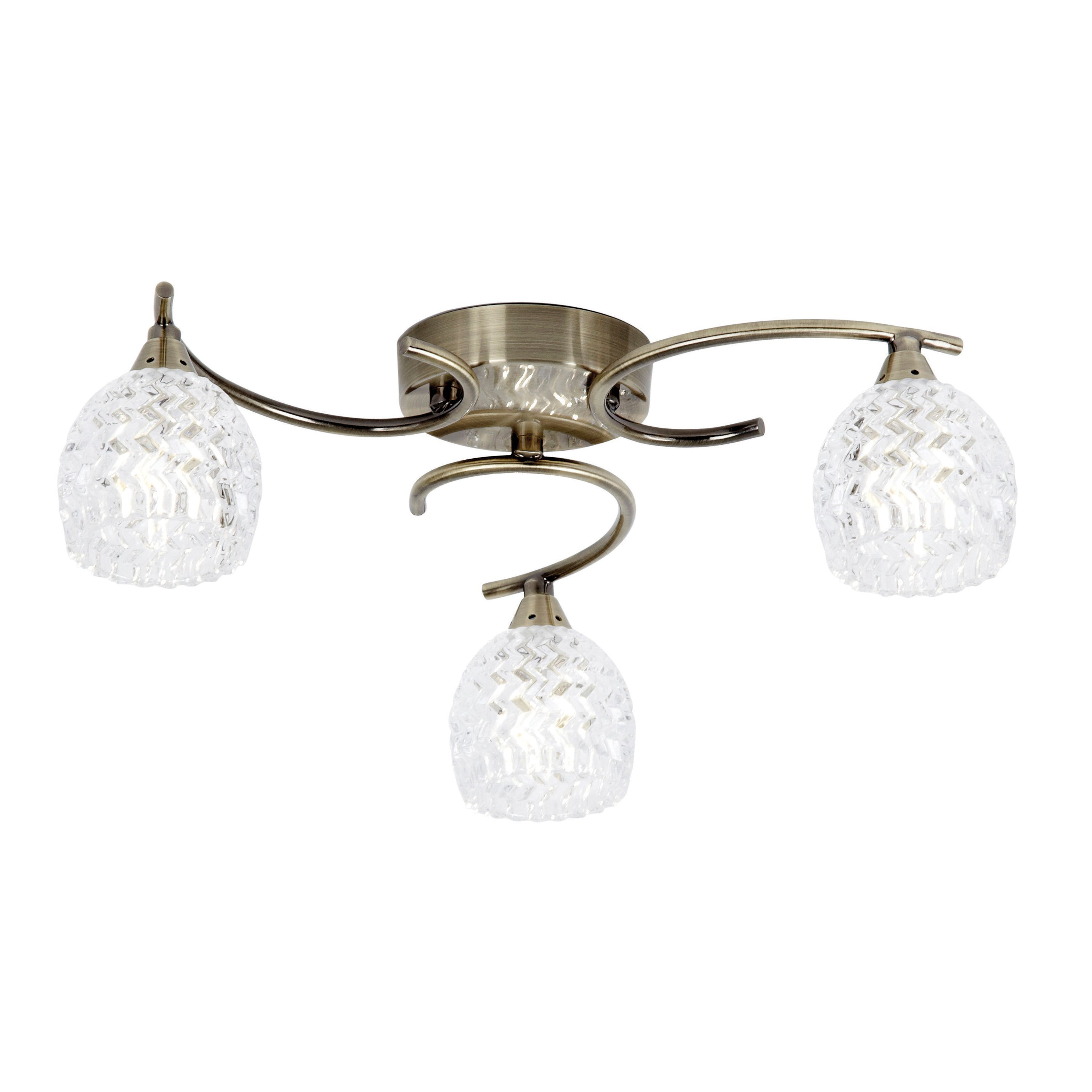 Boyer 3 Ceiling Lamp Antique Brass - Glass / Steel | Migo Interiors