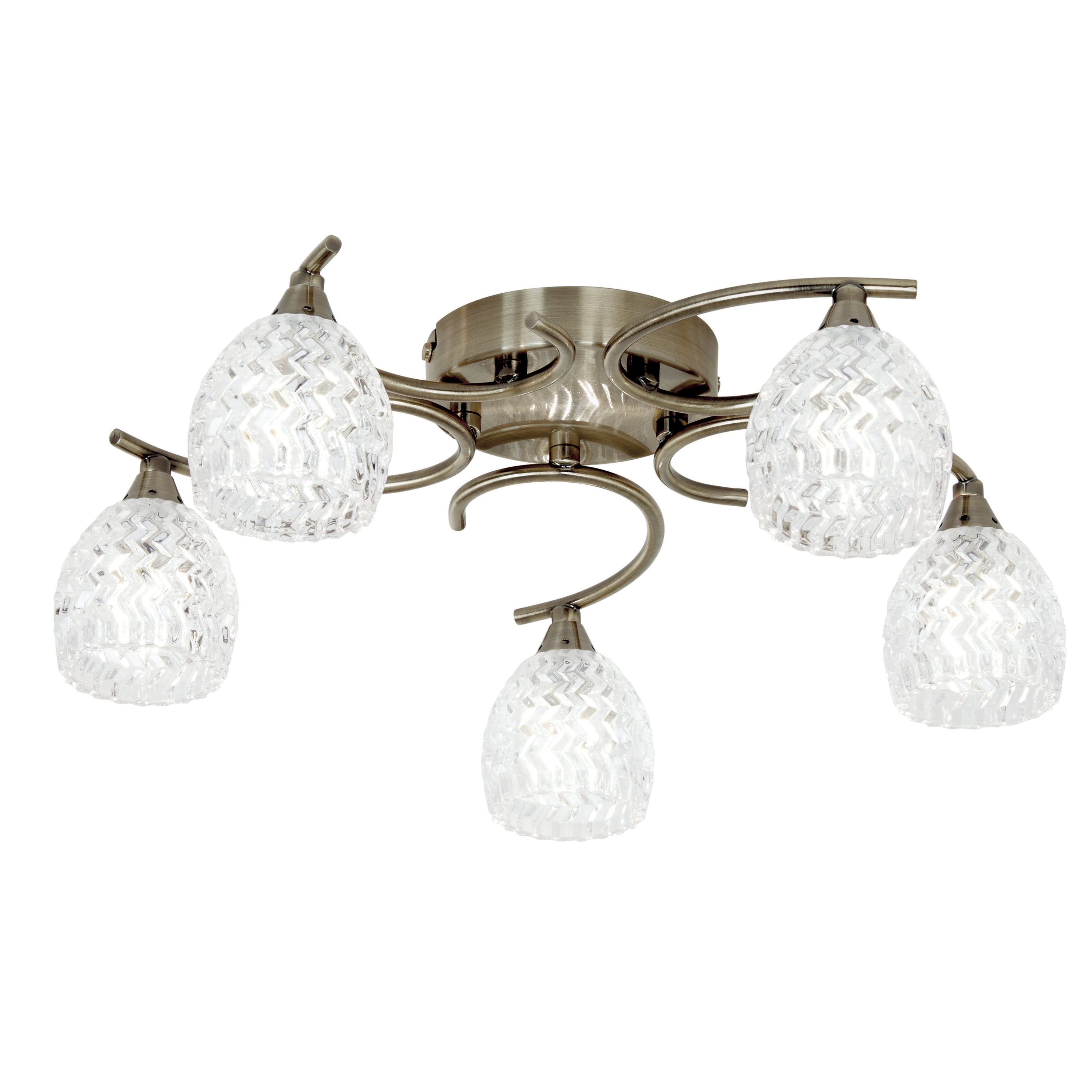 Boyer 5 Ceiling Lamp Antique Brass - Glass / Steel | Migo Interiors