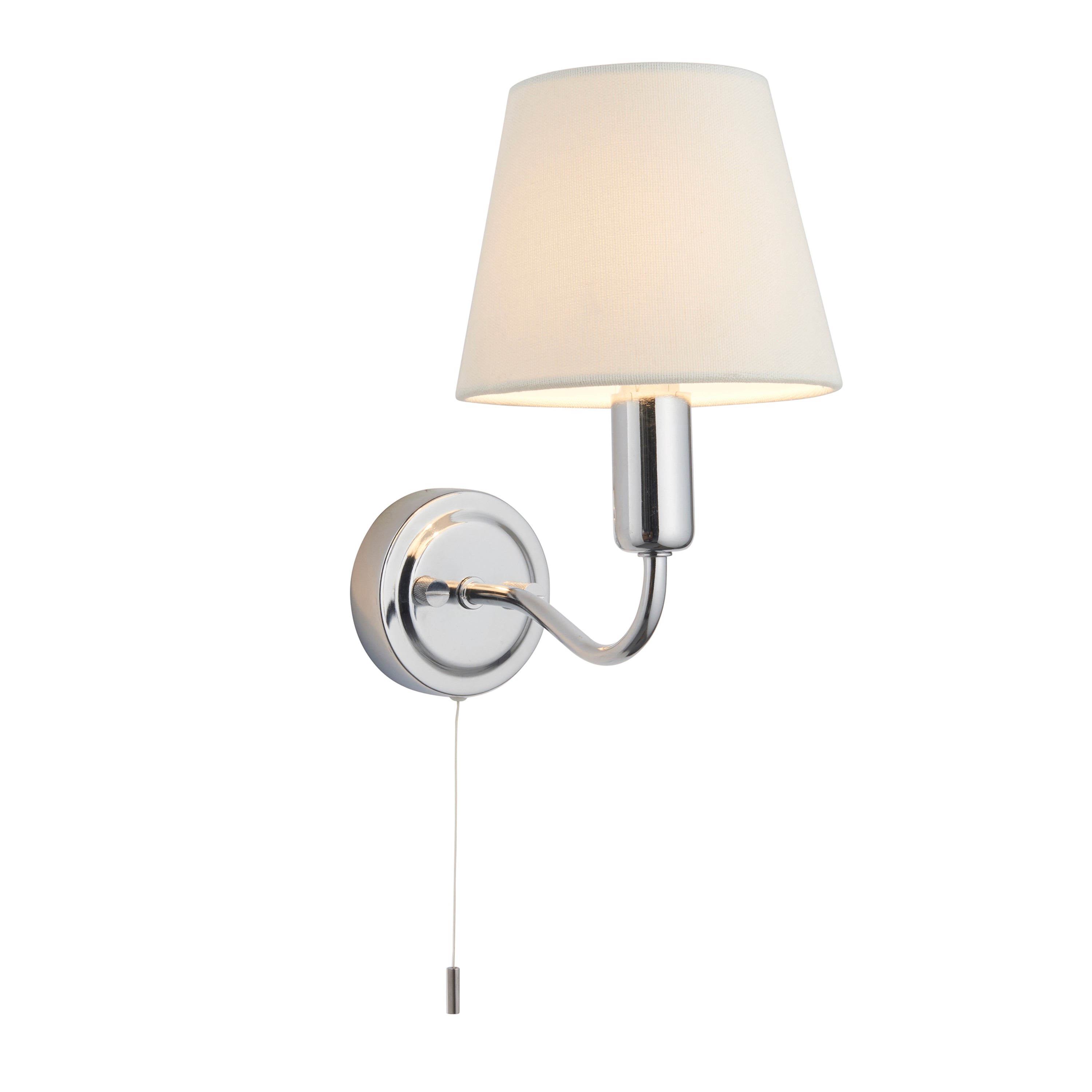 Conway Bathroom 1 Wall Light Chrome - Steel / Fabric | Migo Interiors