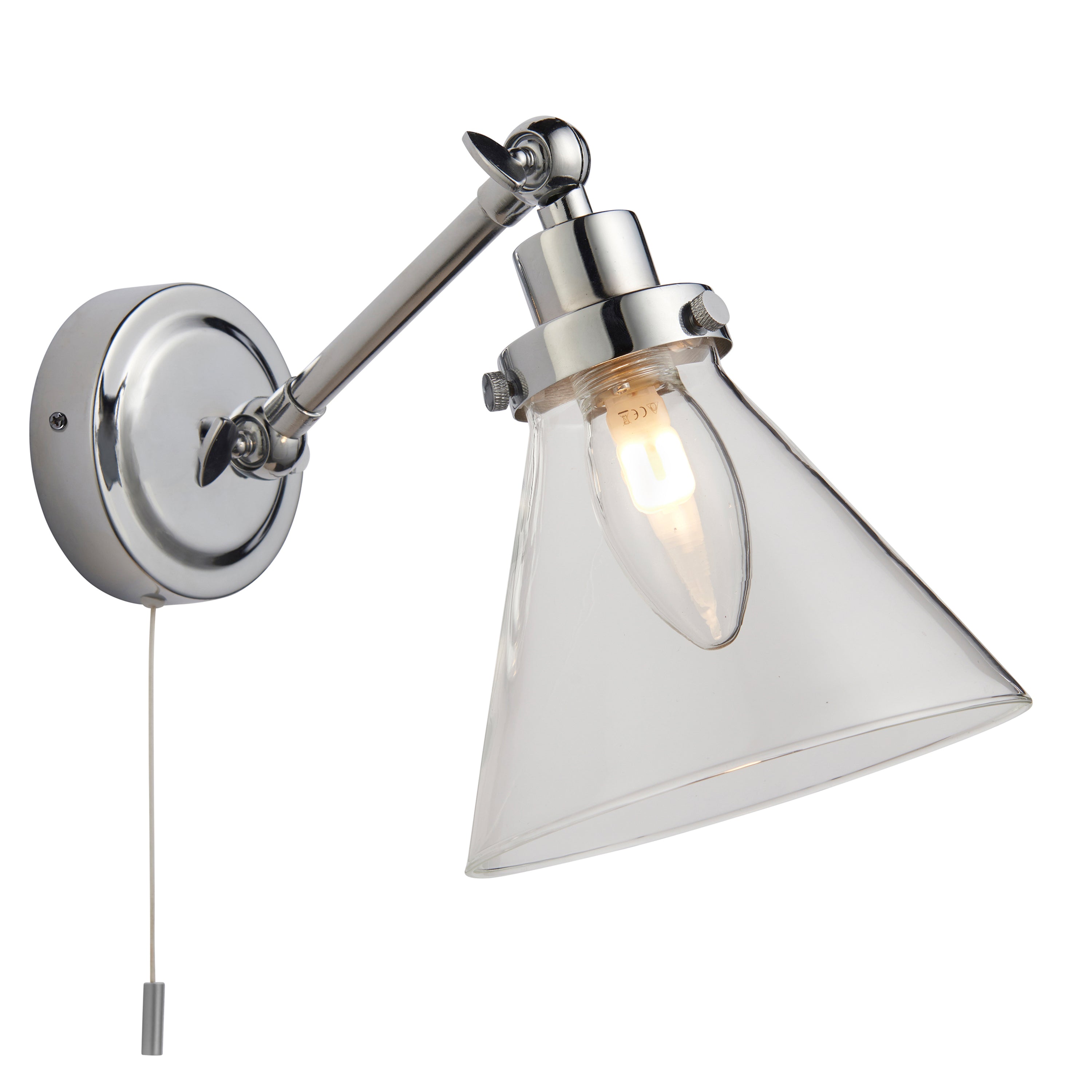 Faraday Bathroom 1 Wall Light Chrome - Steel / Glass | Migo Interiors